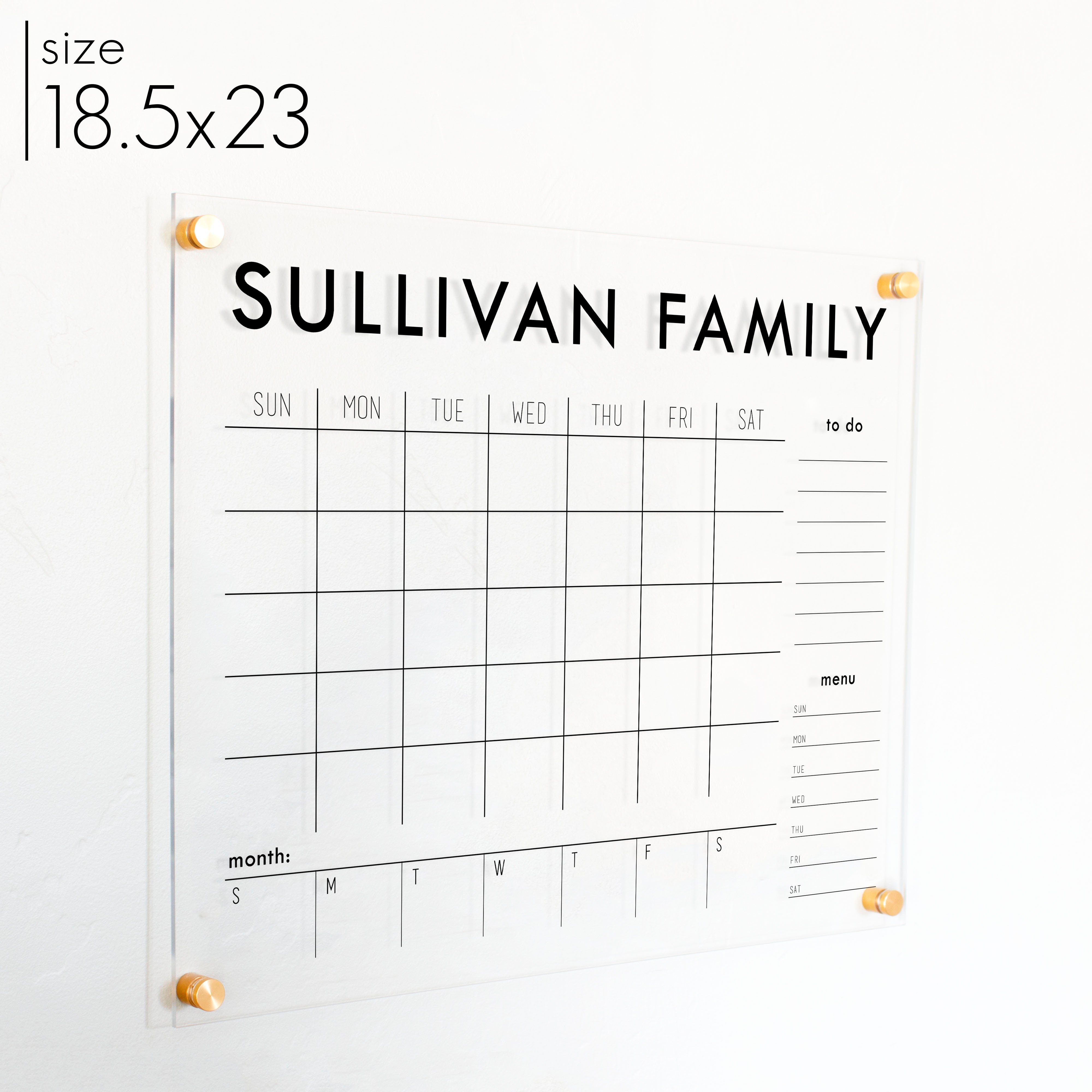 Week & Month Acrylic Calendar + 2 Sections | Horizontal Madi