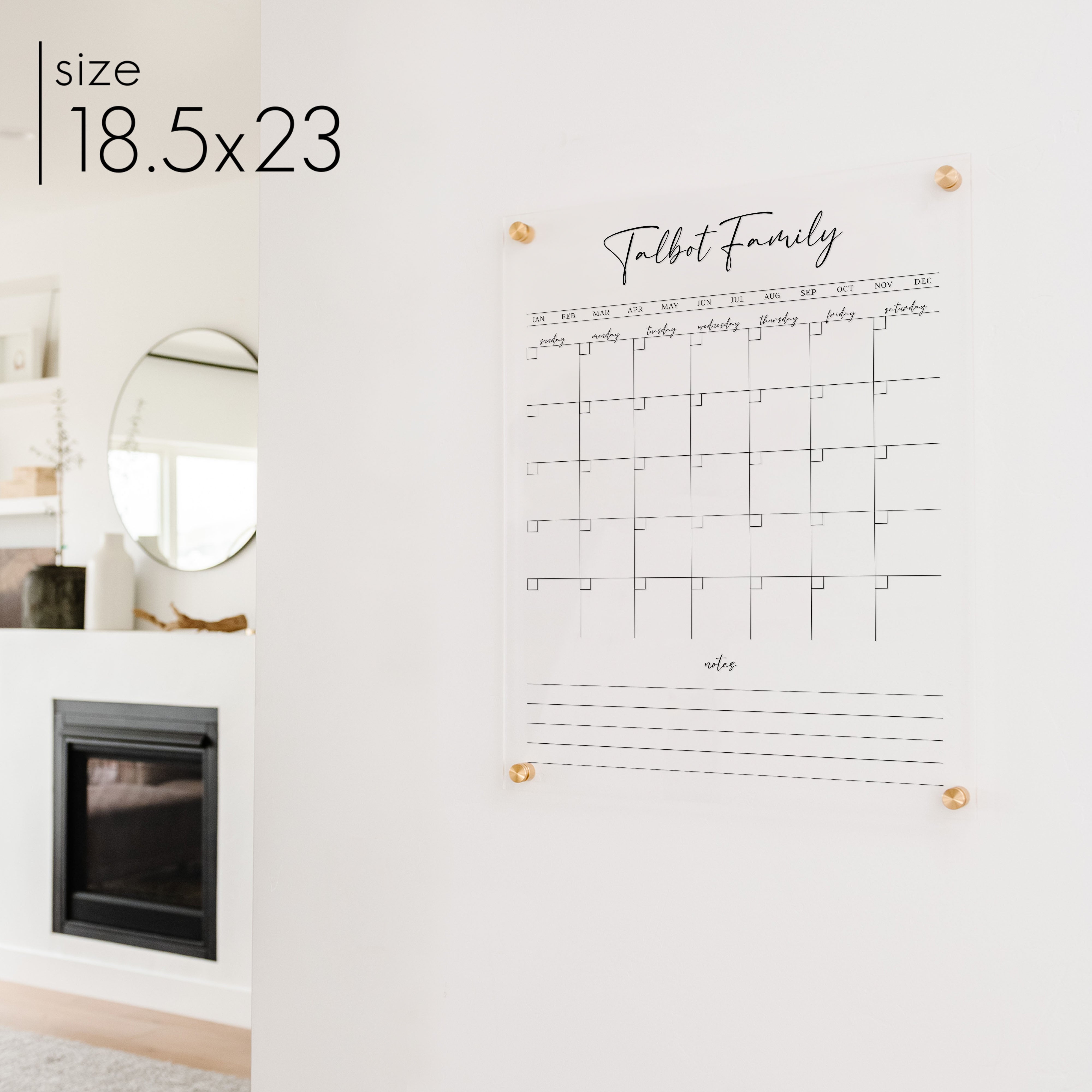 Monthly Acrylic Calendar + 1 Section | Vertical Pennington