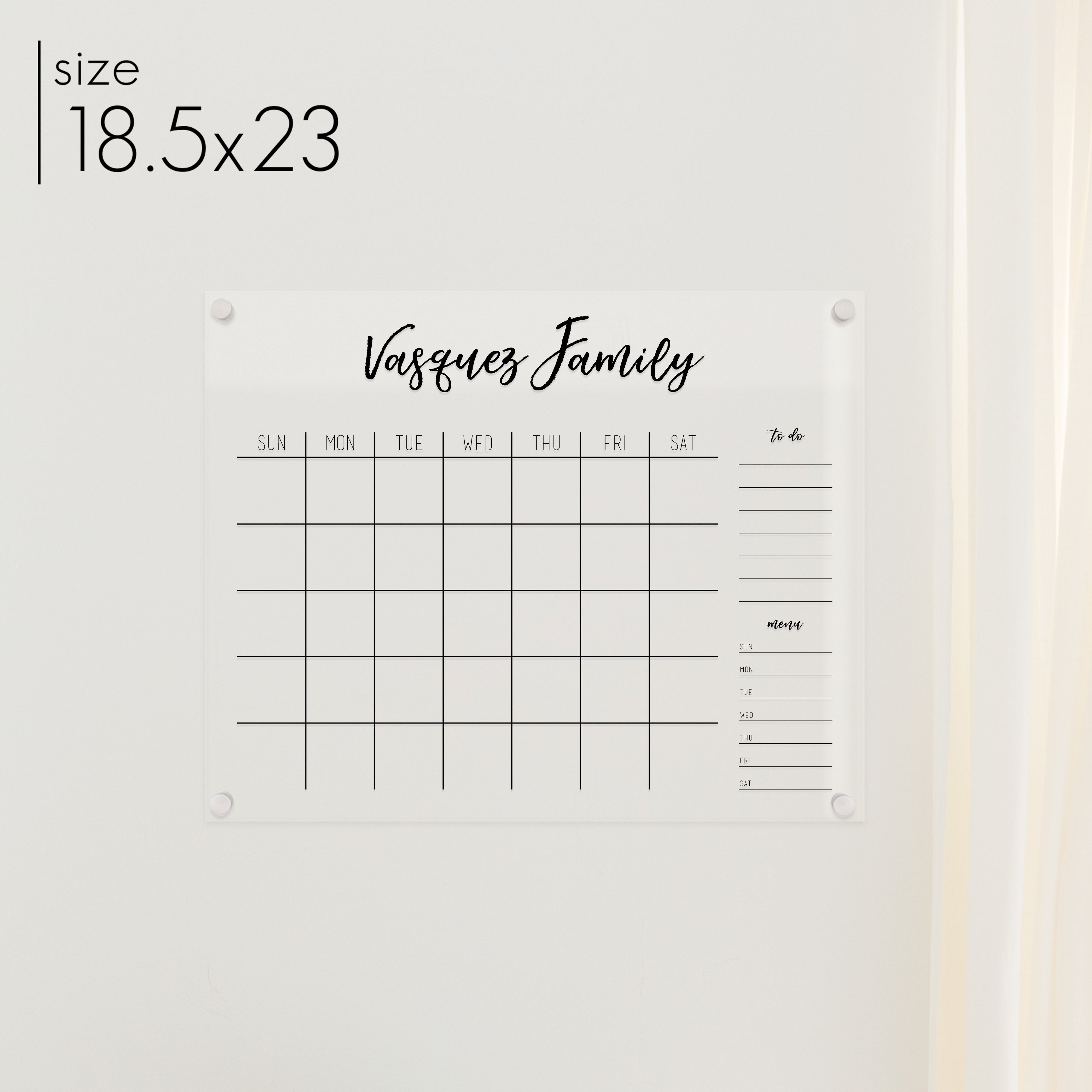 Monthly Acrylic Calendar + 2 Sections | Horizontal Traeger