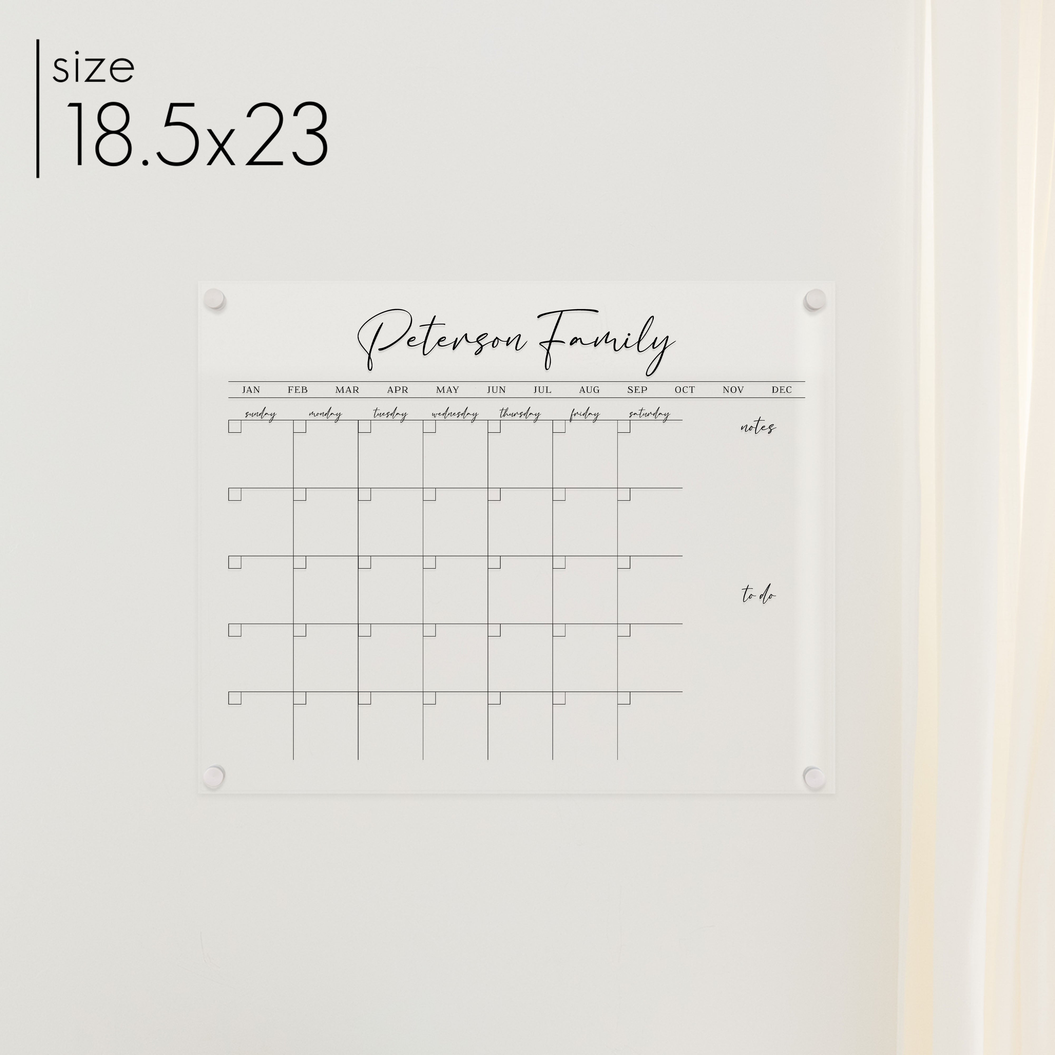 Monthly Acrylic Calendar + 2 Sections | Horizontal Pennington