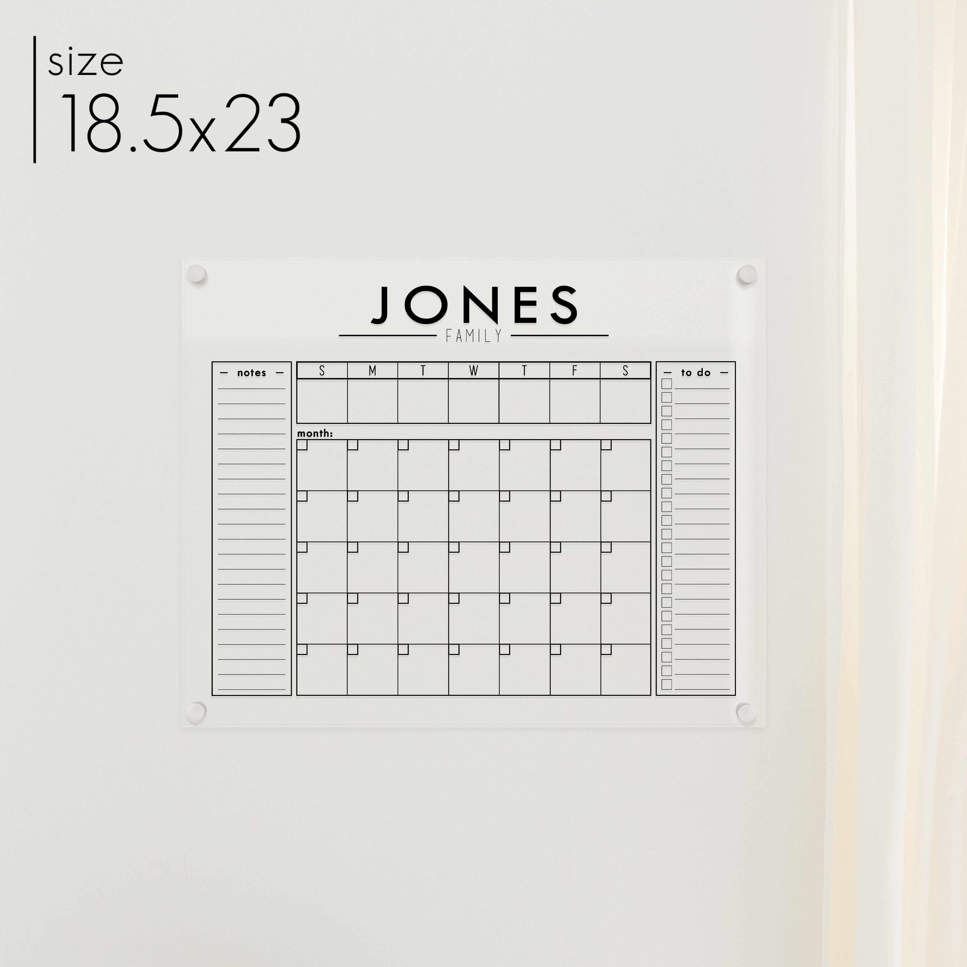 Week & Month Acrylic Calendar + 2 Sections | Horizontal Craig
