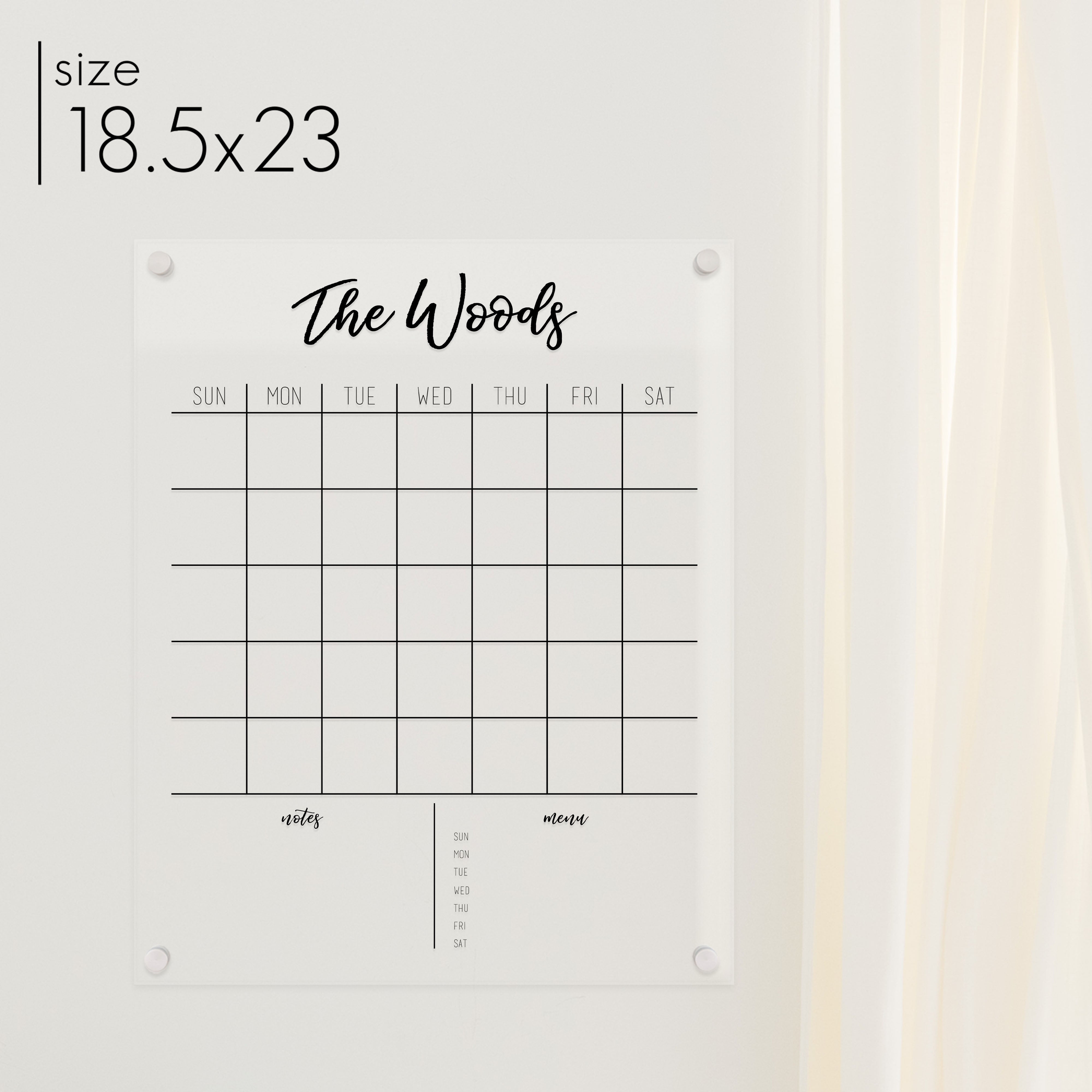 Monthly Acrylic Calendar + 2 Sections | Vertical Traeger