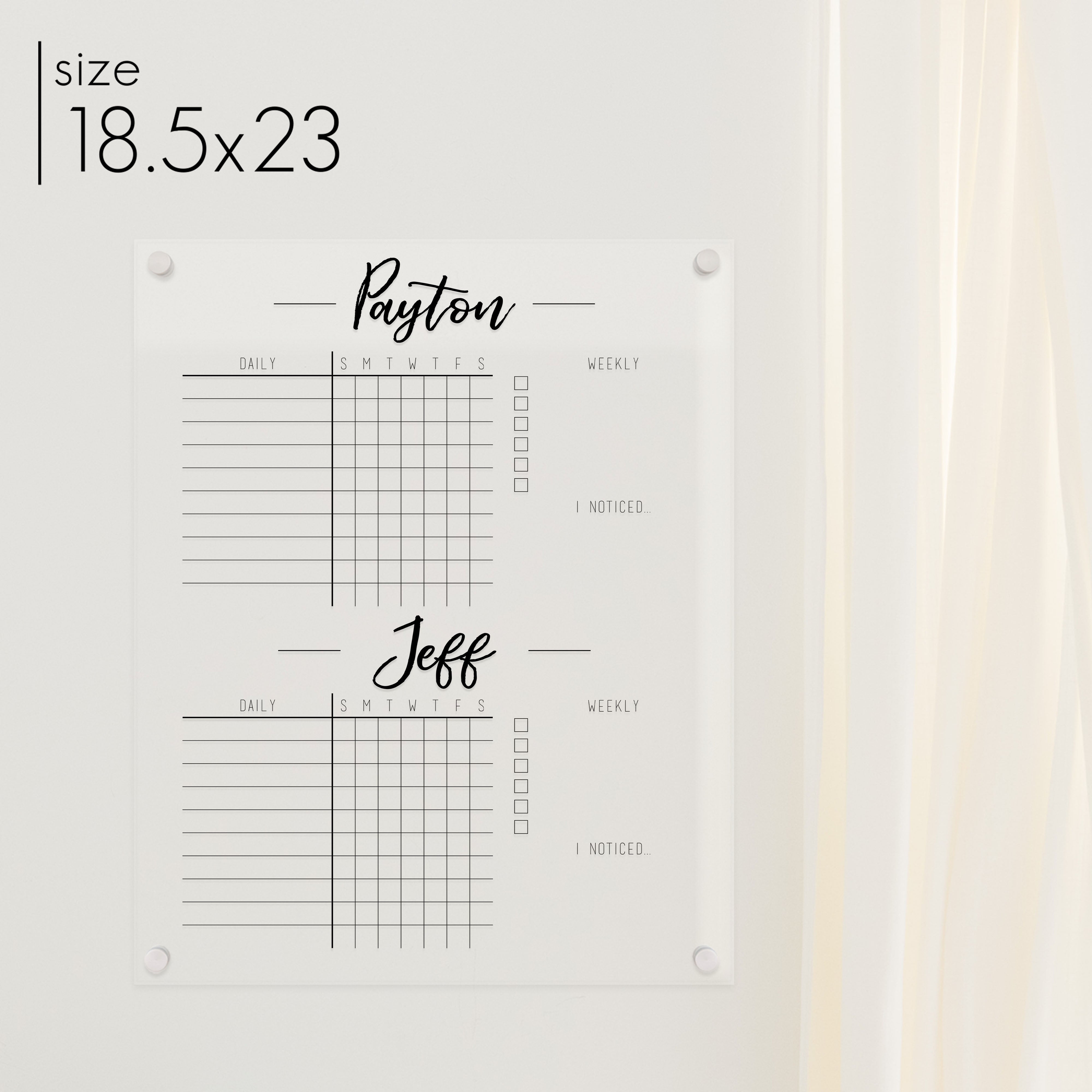 2 Person Acrylic Chore Chart | Vertical Traeger