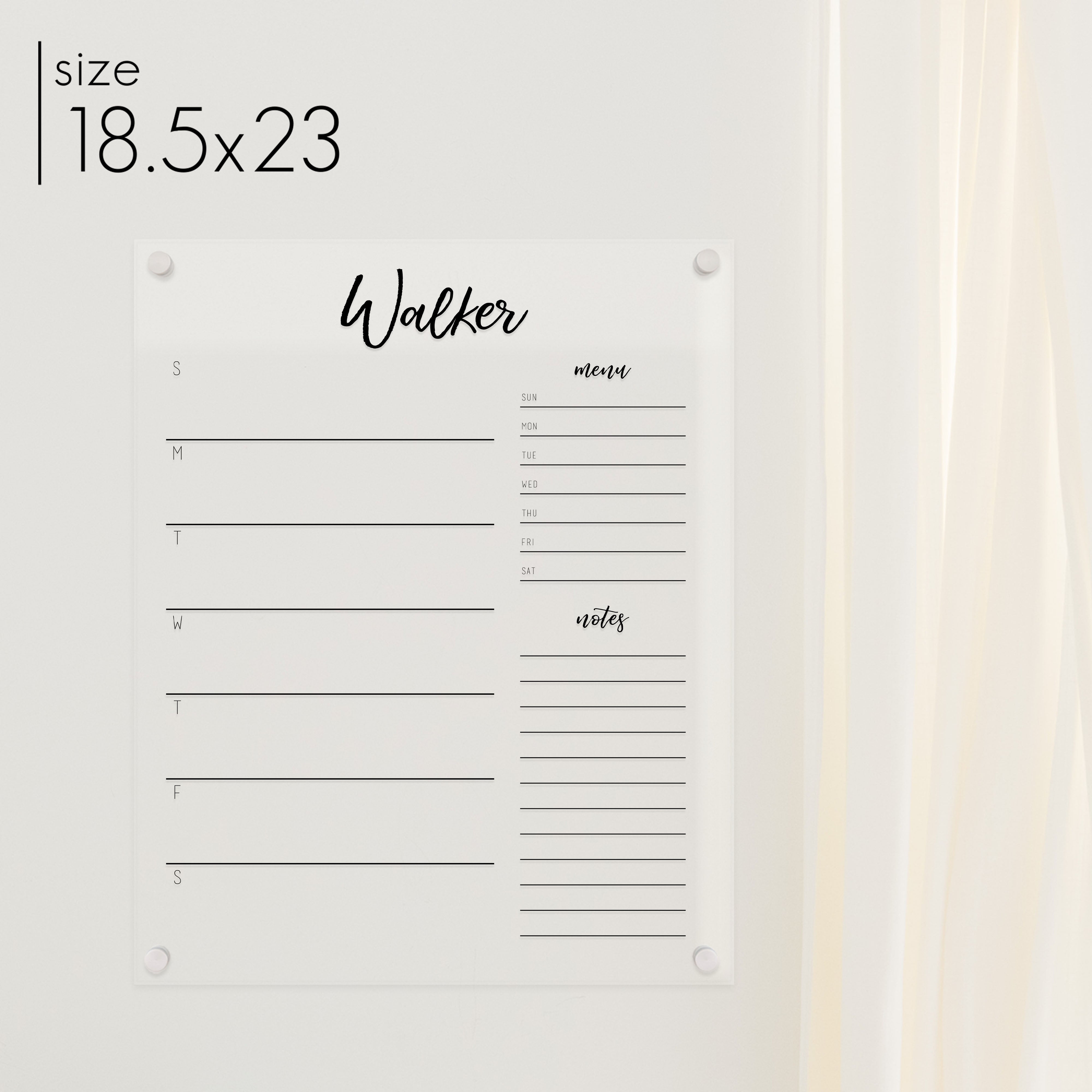 Weekly Acrylic Calendar + 2 Sections | Vertical Traeger