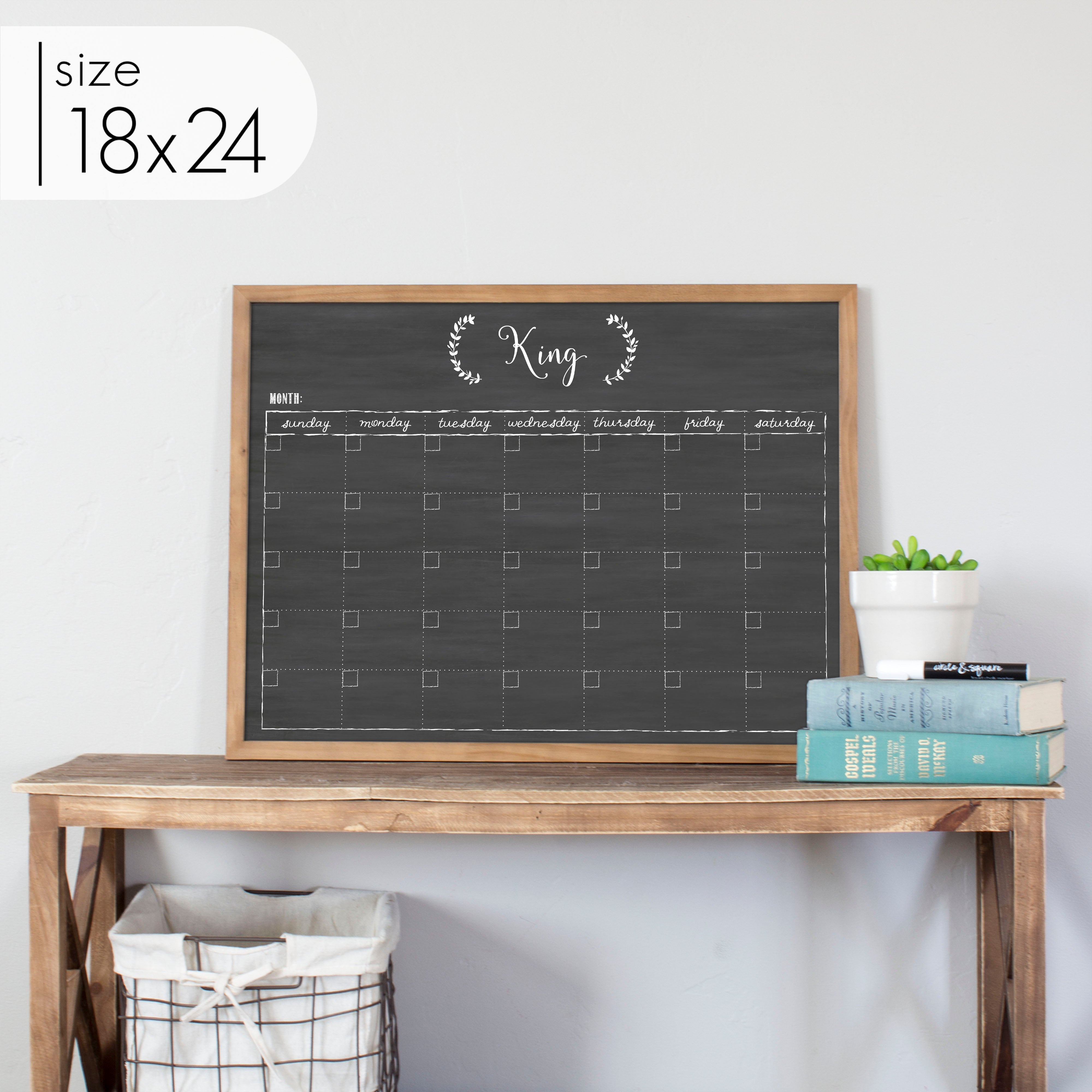 Monthly Framed Chalkboard Calendar | Horizontal Eagleton