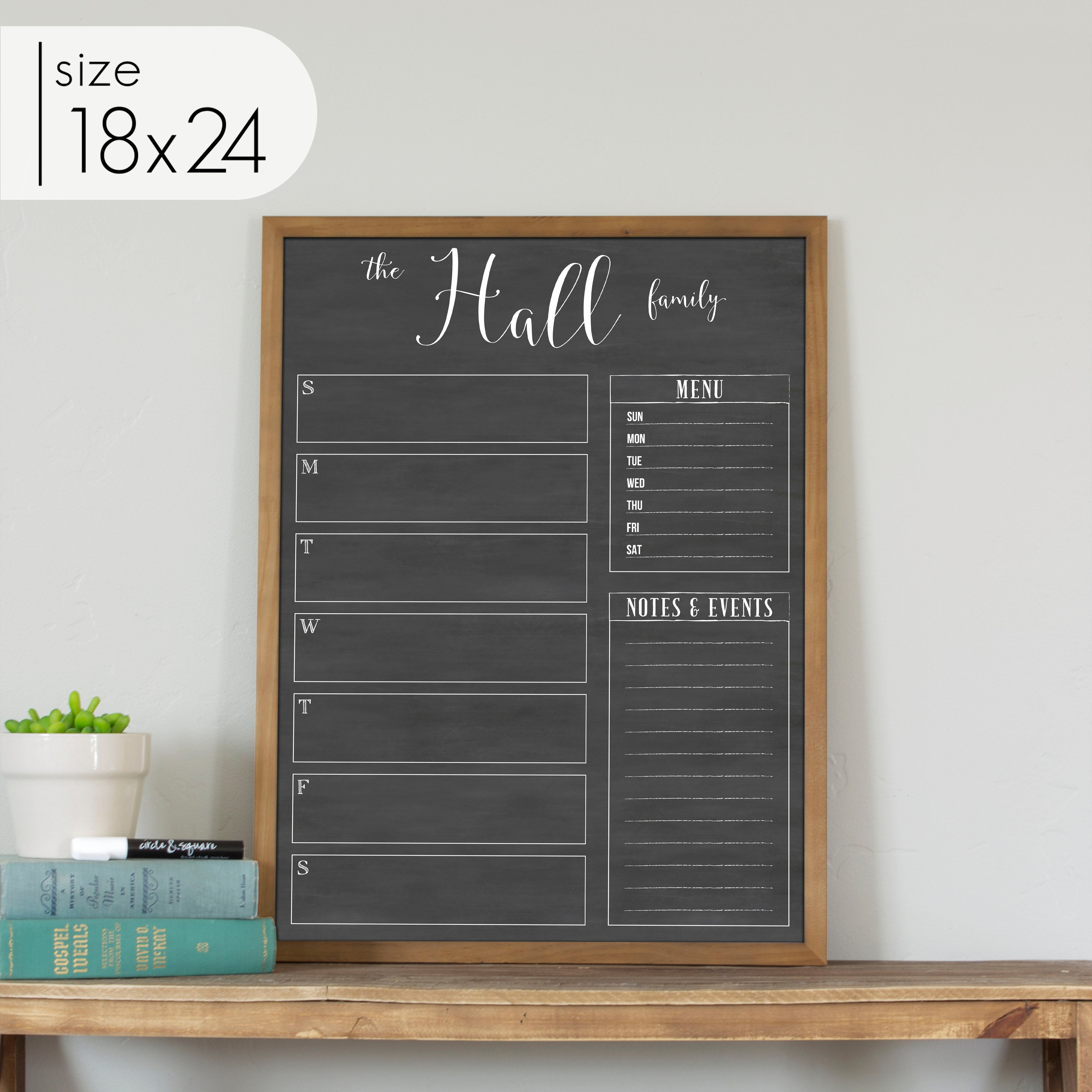 Weekly Framed Chalkboard Calendar + 2 sections | Vertical Knope