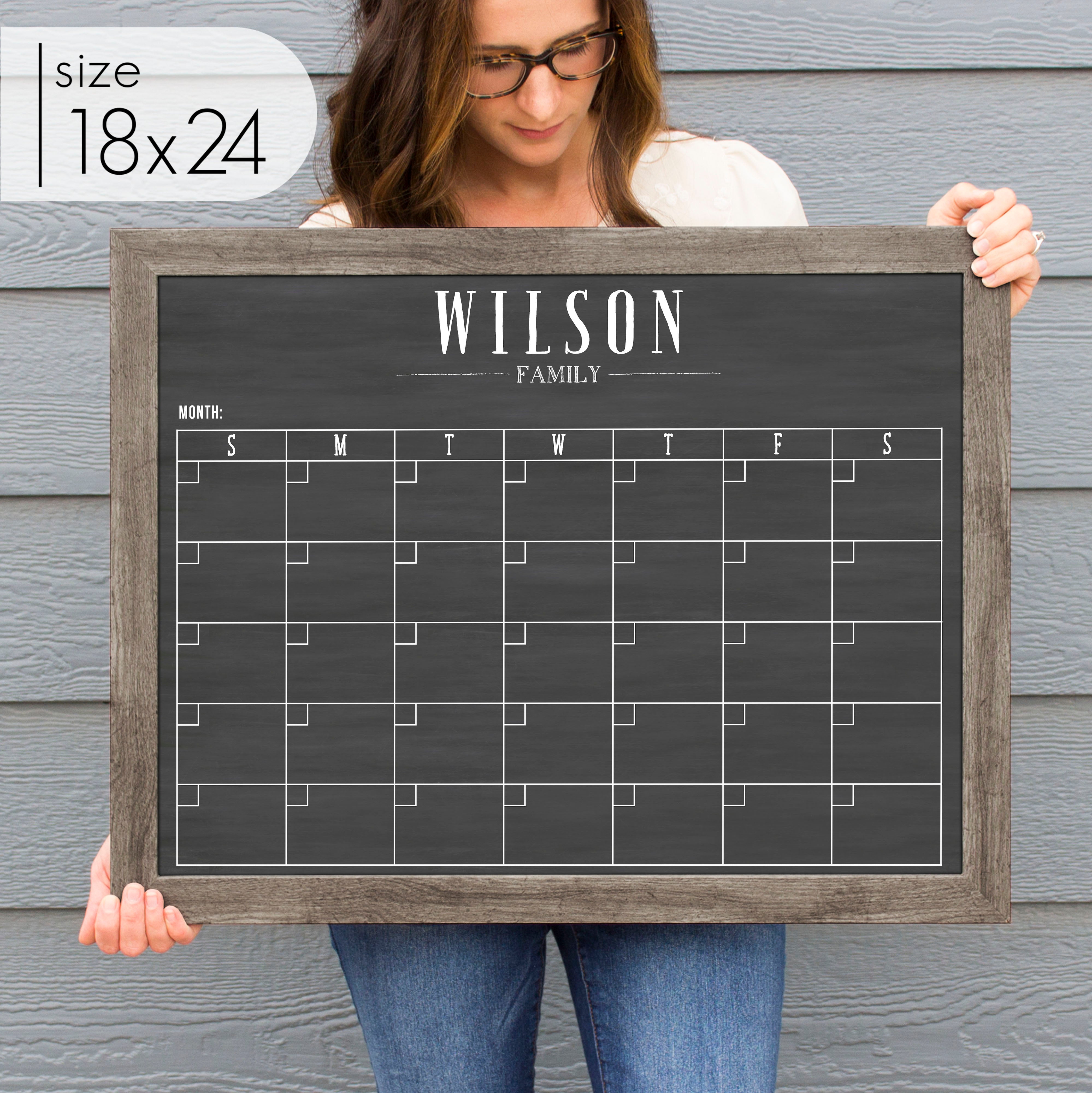 Monthly Framed Chalkboard Calendar | Horizontal Swanson