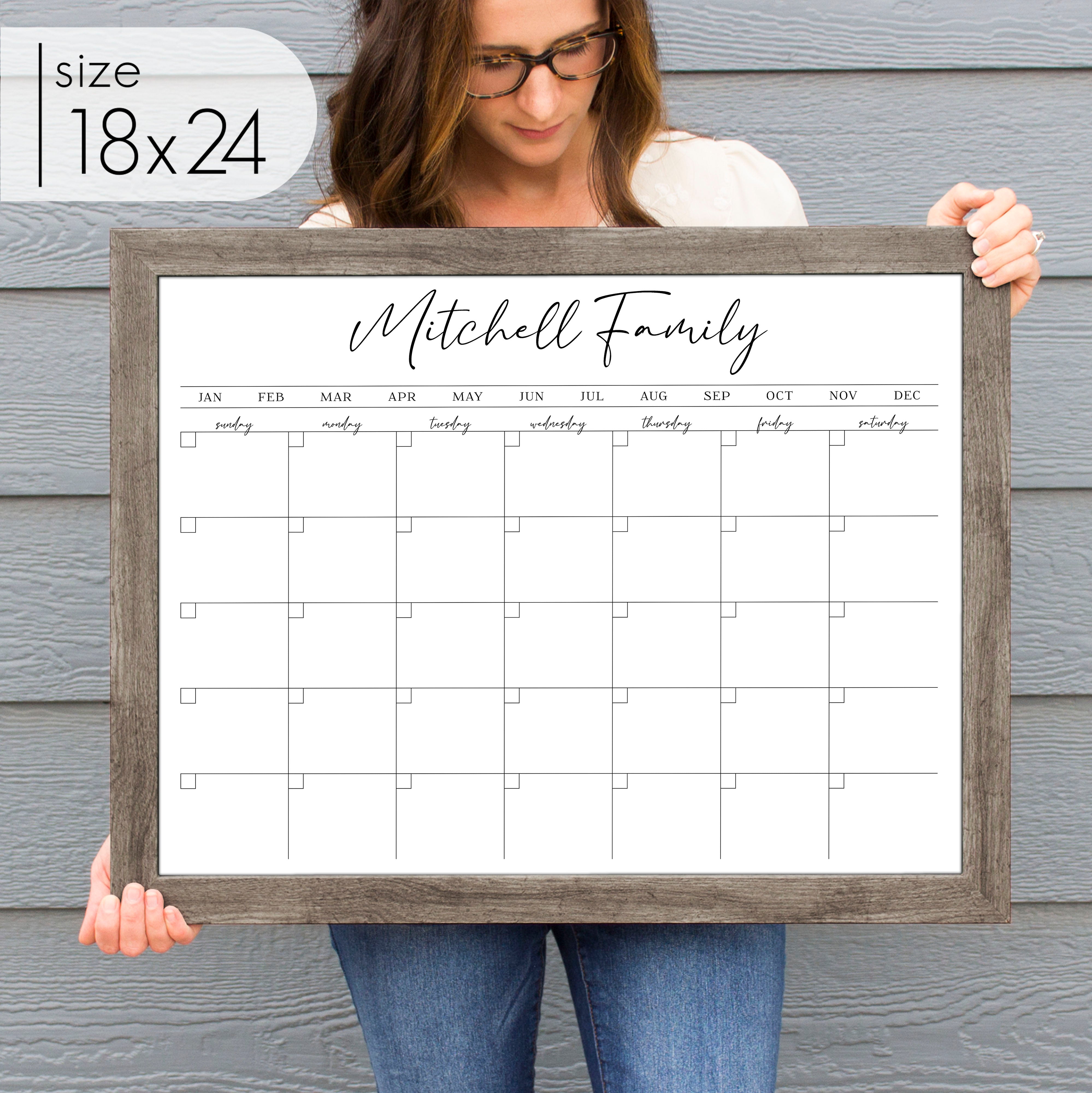 Monthly Framed Whiteboard Calendar | Horizontal Pennington