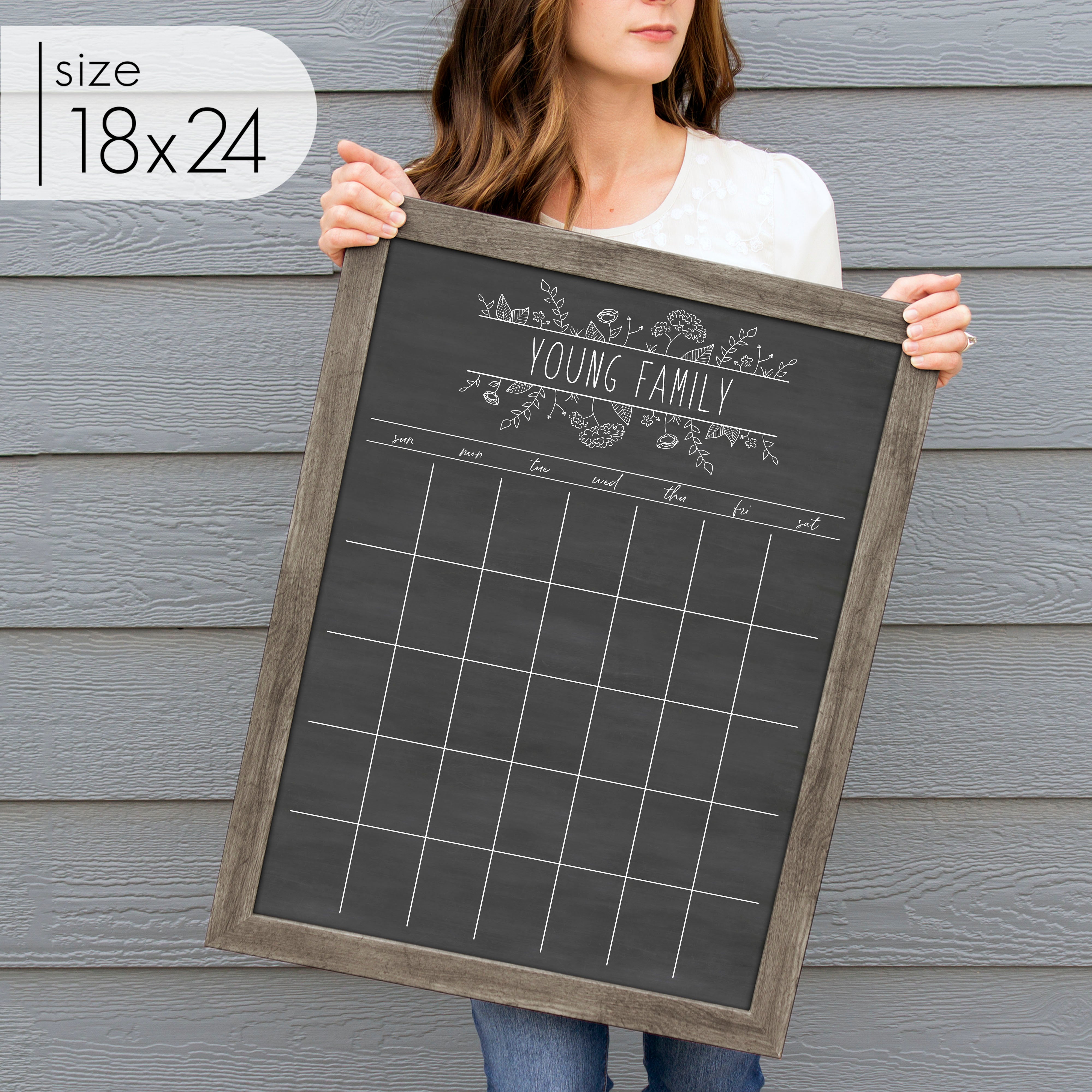 Monthly Framed Chalkboard Calendar | Vertical Lucy