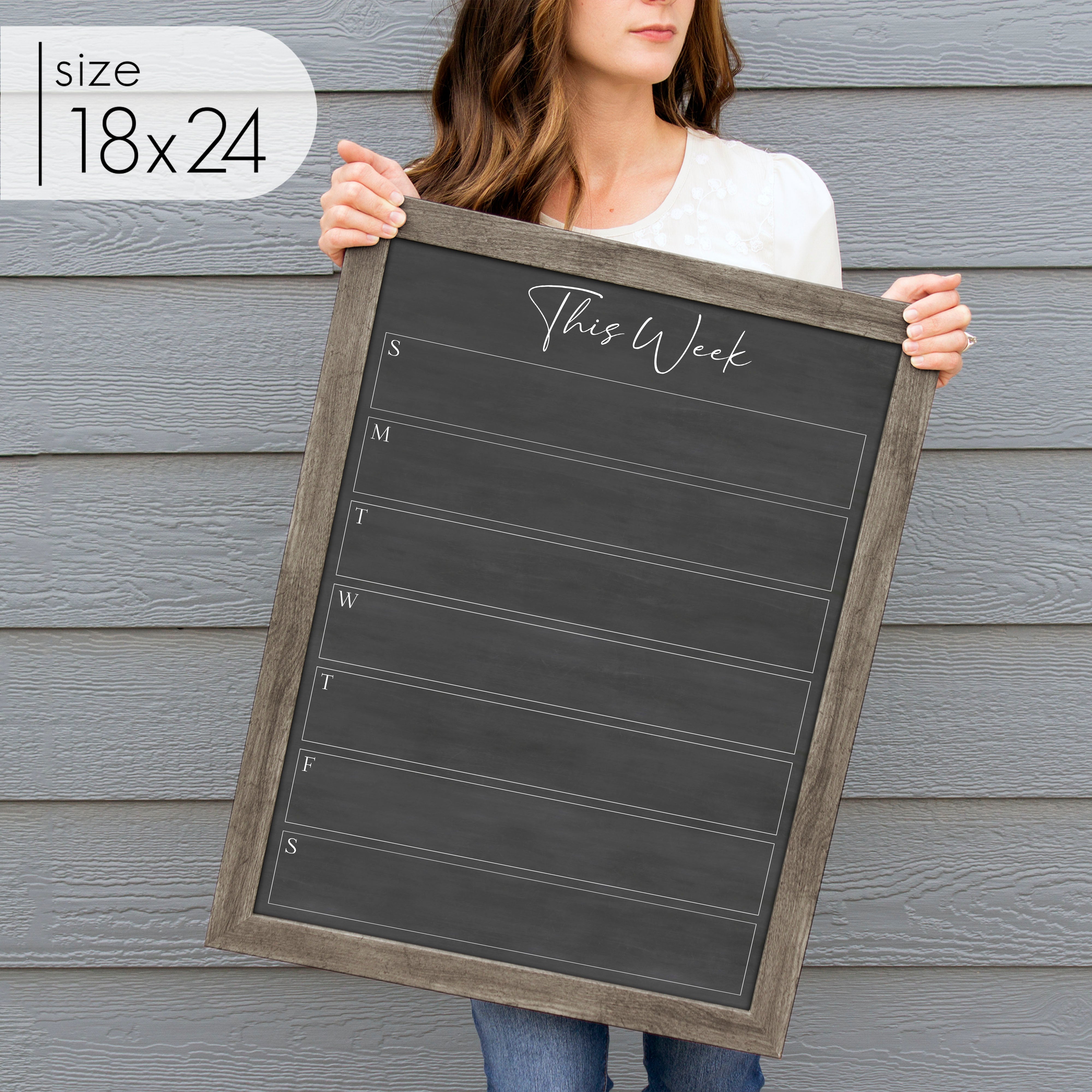 Weekly Framed Chalkboard Calendar | Vertical Pennington