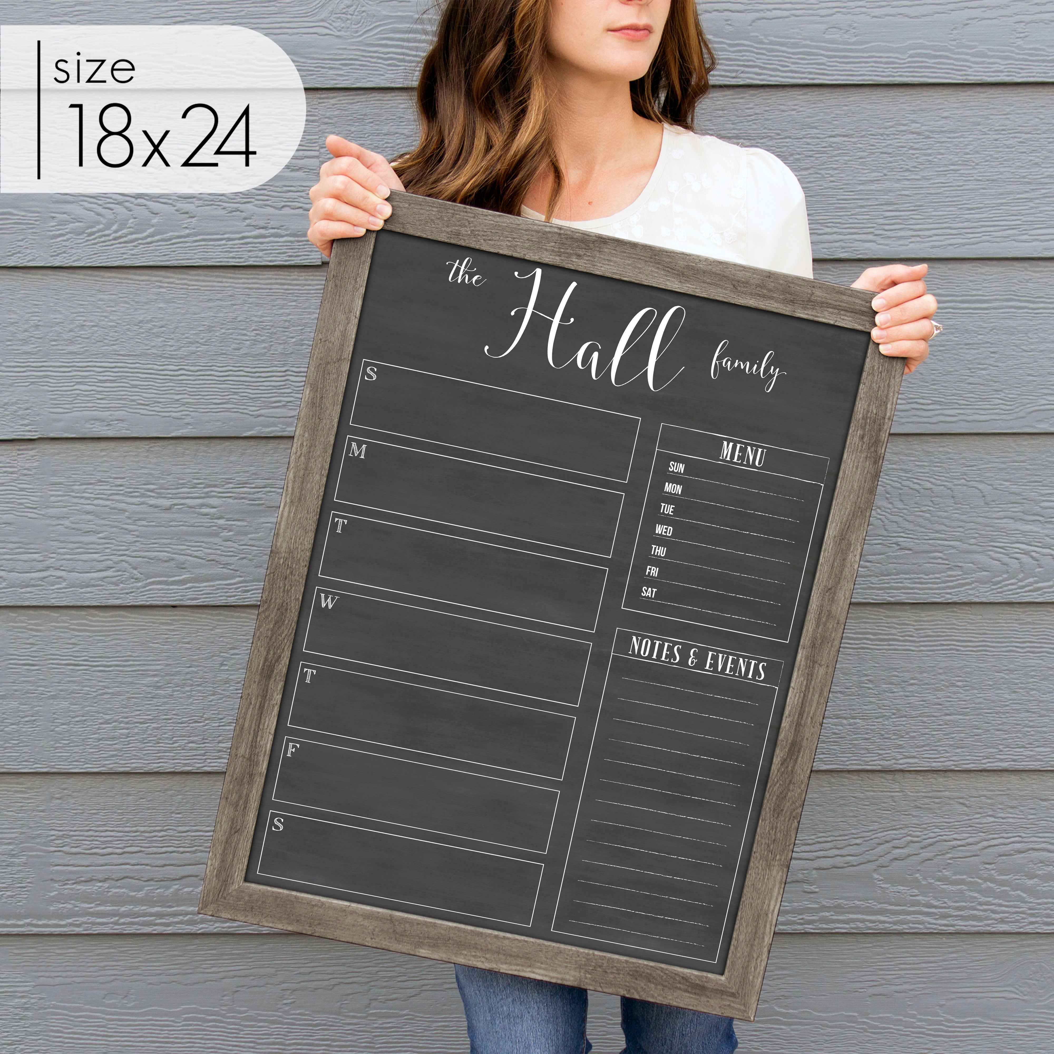 Weekly Framed Chalkboard Calendar + 2 sections | Vertical Knope