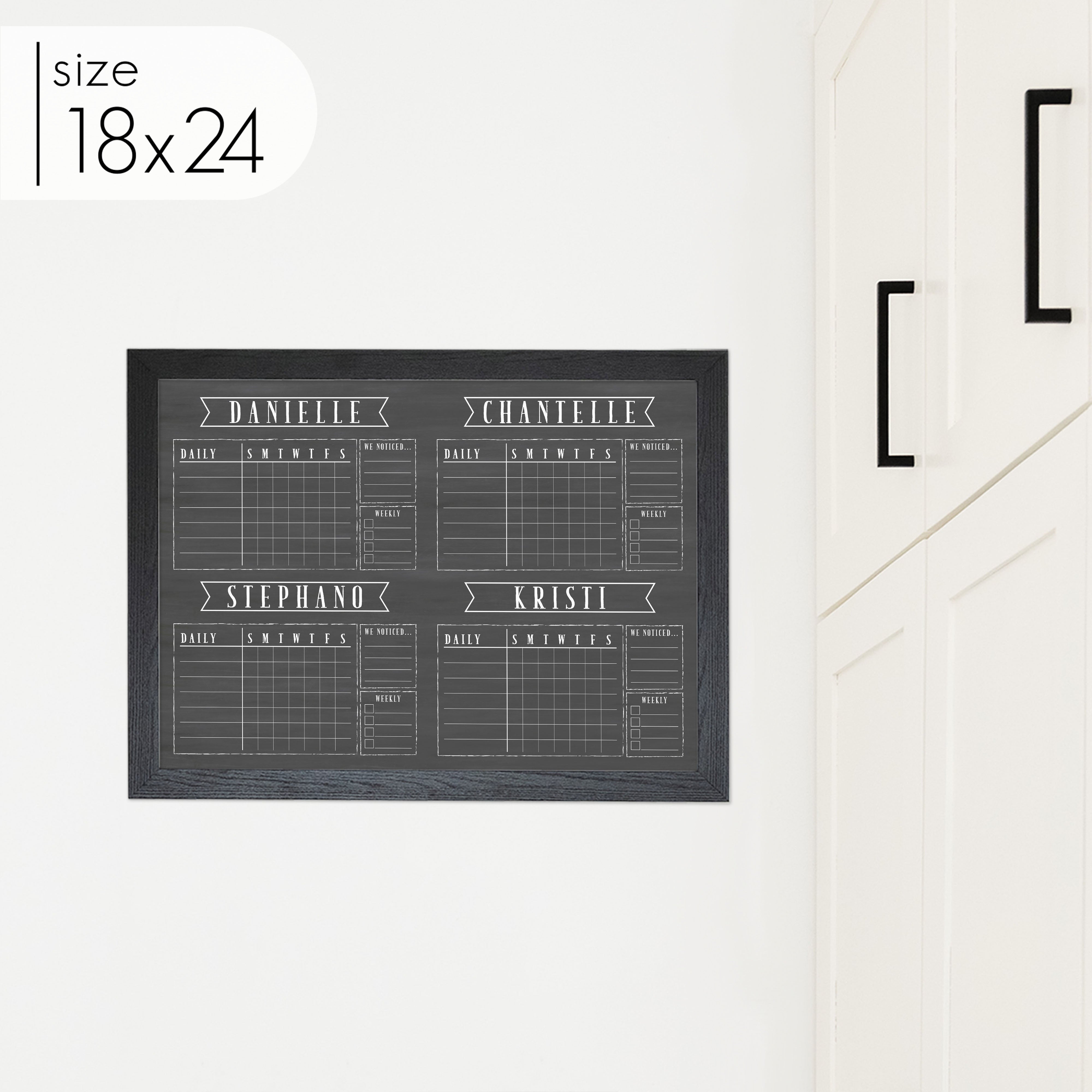 4 Person Framed Chore Chart Chalkboard | Horizontal Swanson