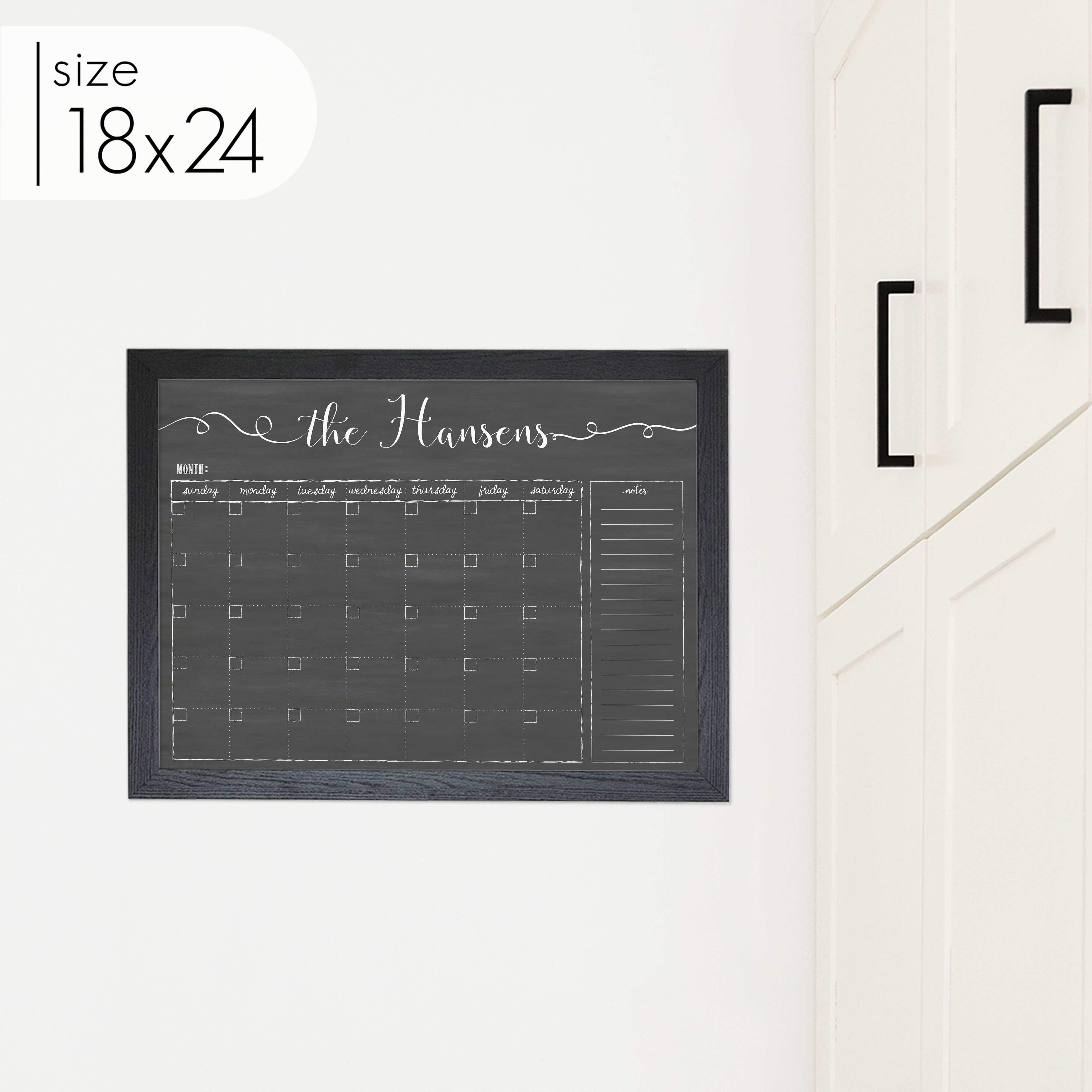 Monthly Framed Chalkboard Calendar + 1 section | Horizontal Knope