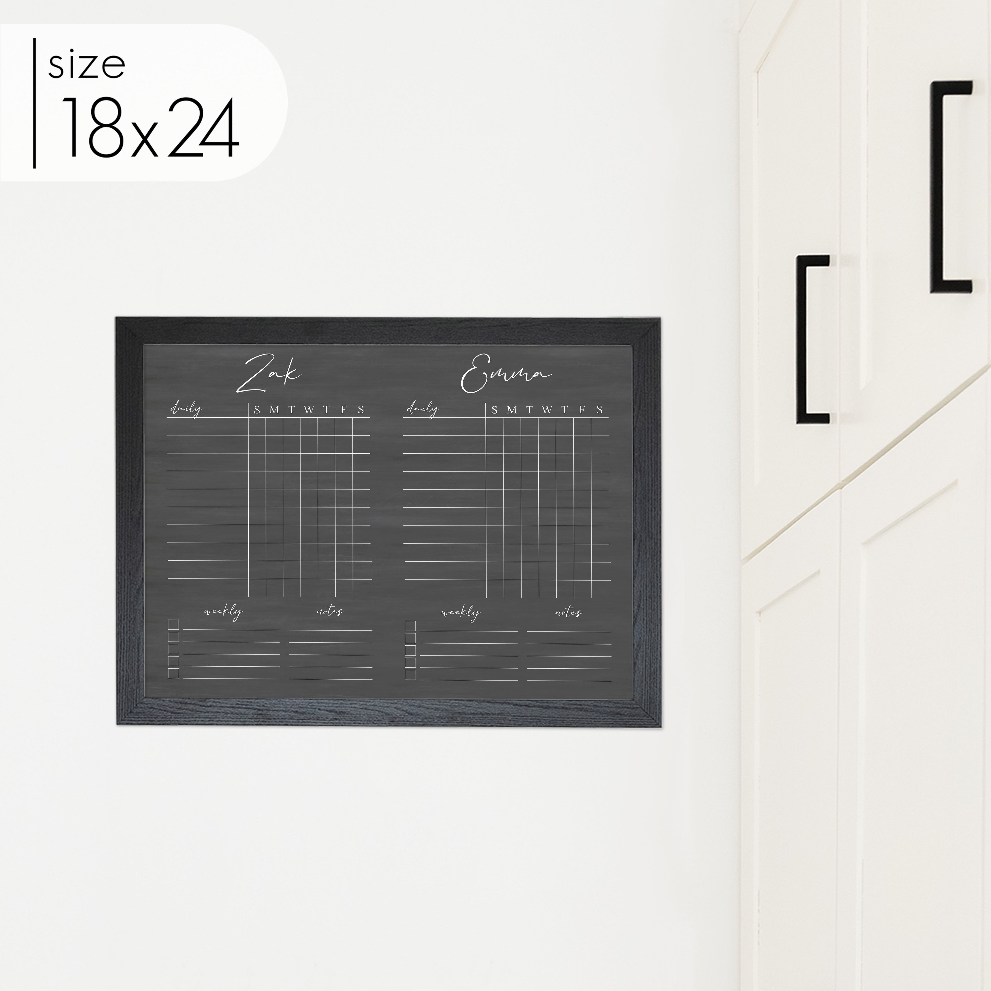 2 Person Framed Chalkboard Chore Chart  | Horizontal Pennington