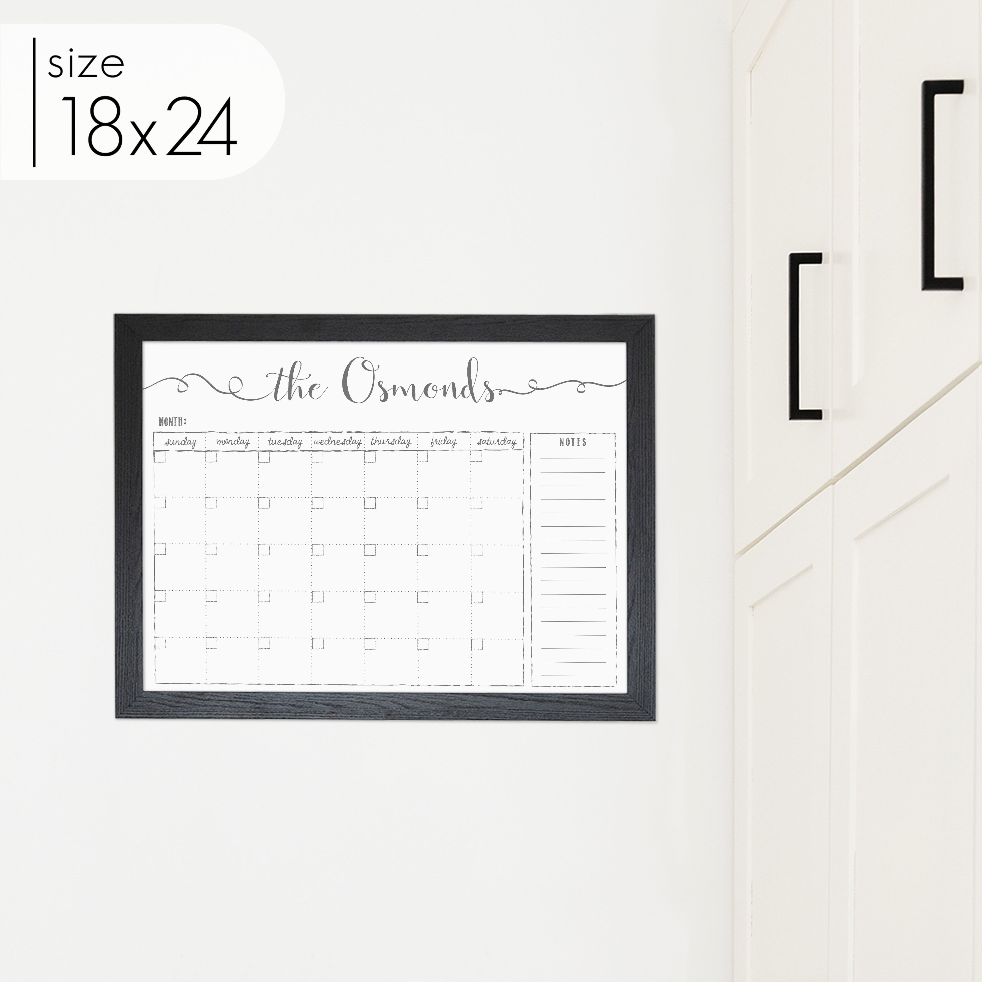 Monthly Framed Whiteboard Calendar + 1 section | Horizontal Knope