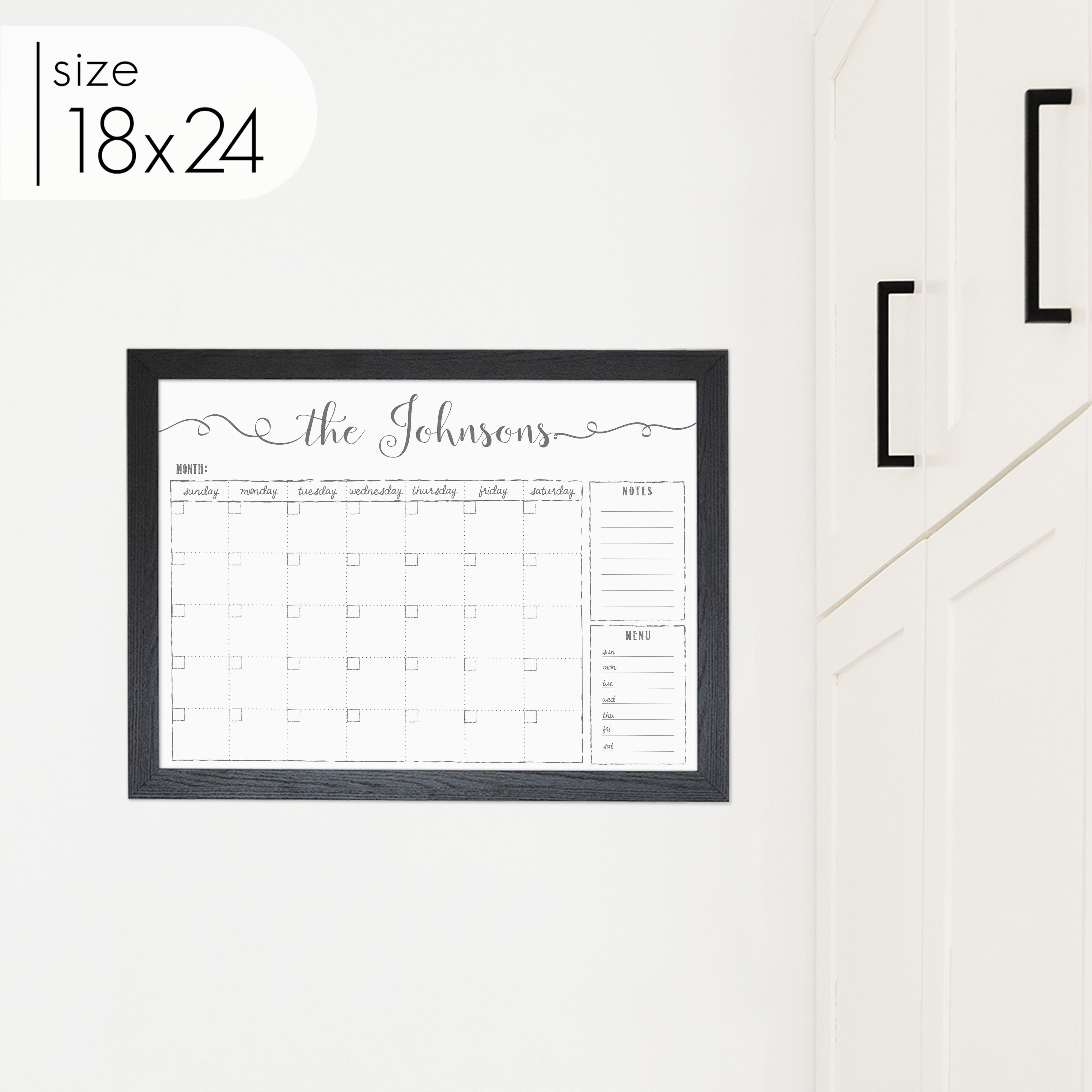 Monthly Framed Whiteboard Calendar + 2 sections | Horizontal Knope