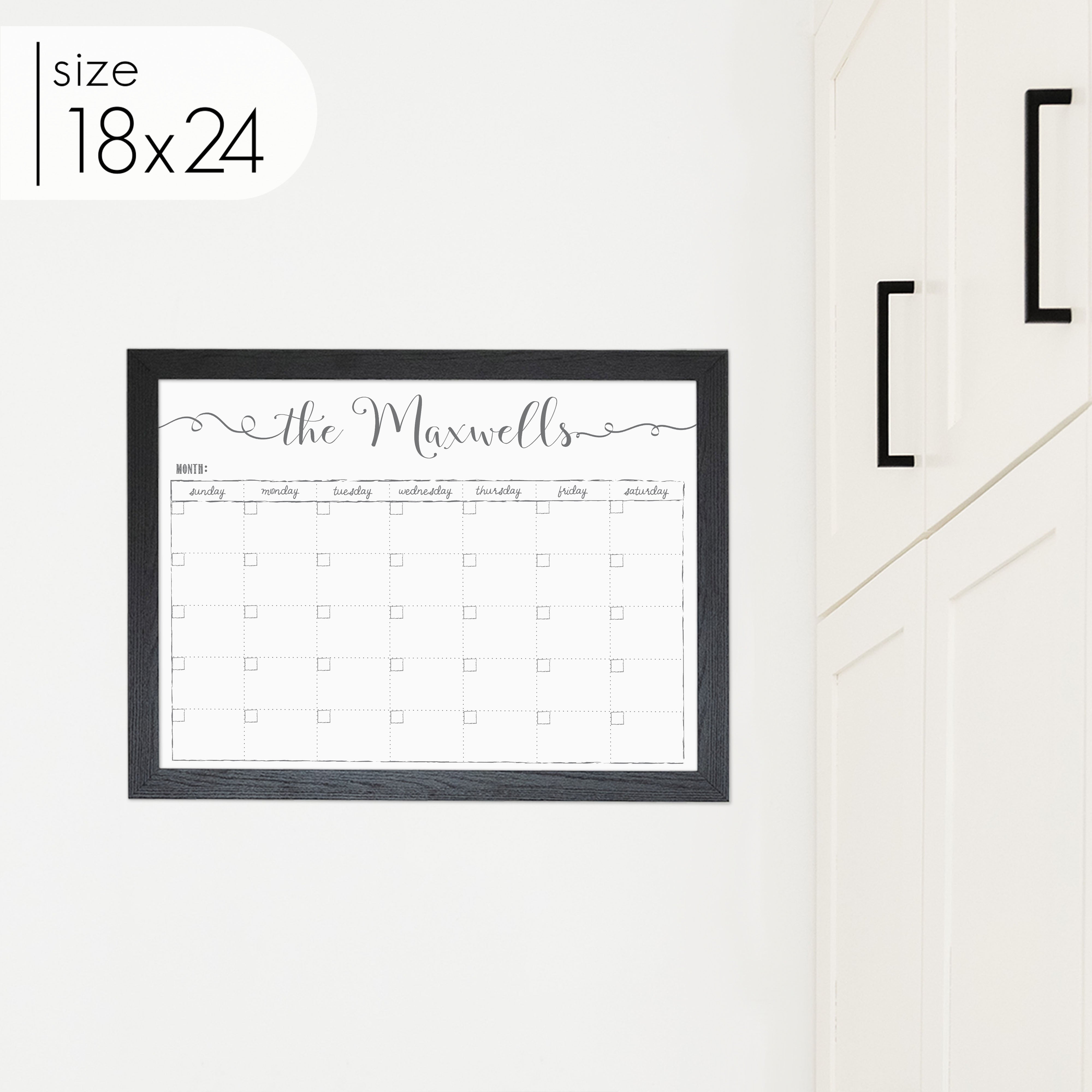 Monthly Framed Whiteboard Calendar | Horizontal Knope