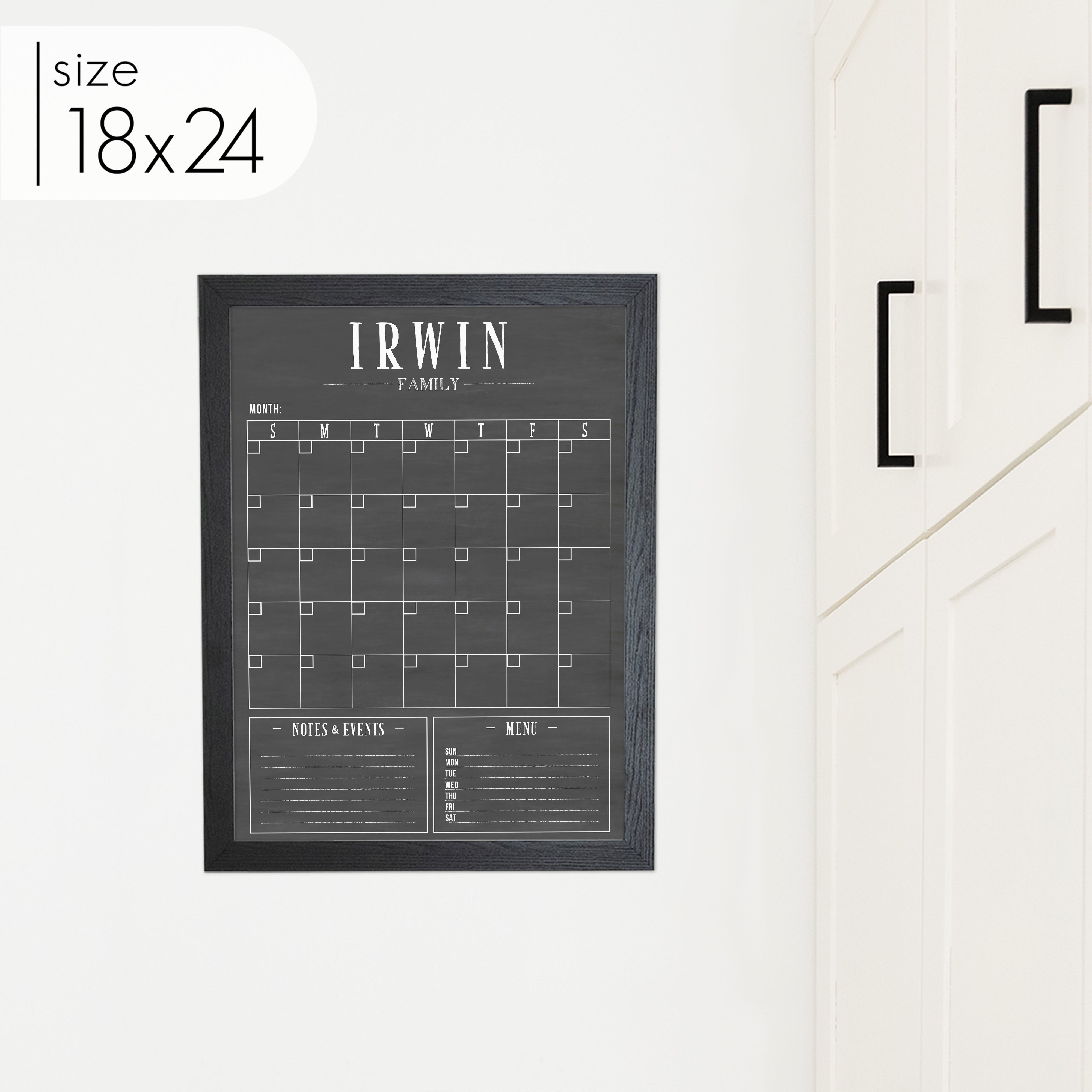 Monthly Framed Chalkboard Calendar + 2 sections | Vertical Swanson