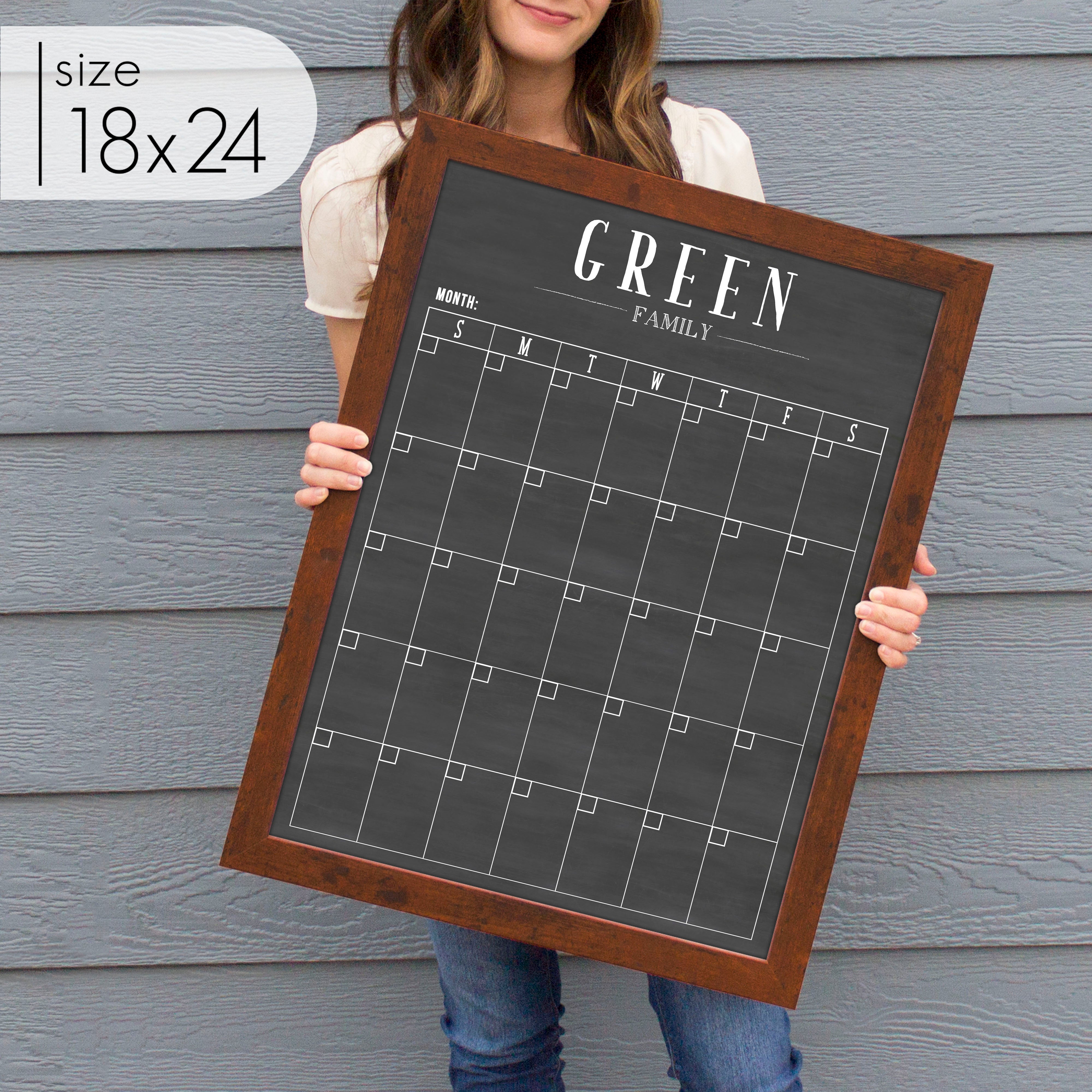 Monthly Framed Chalkboard Calendar | Vertical Swanson