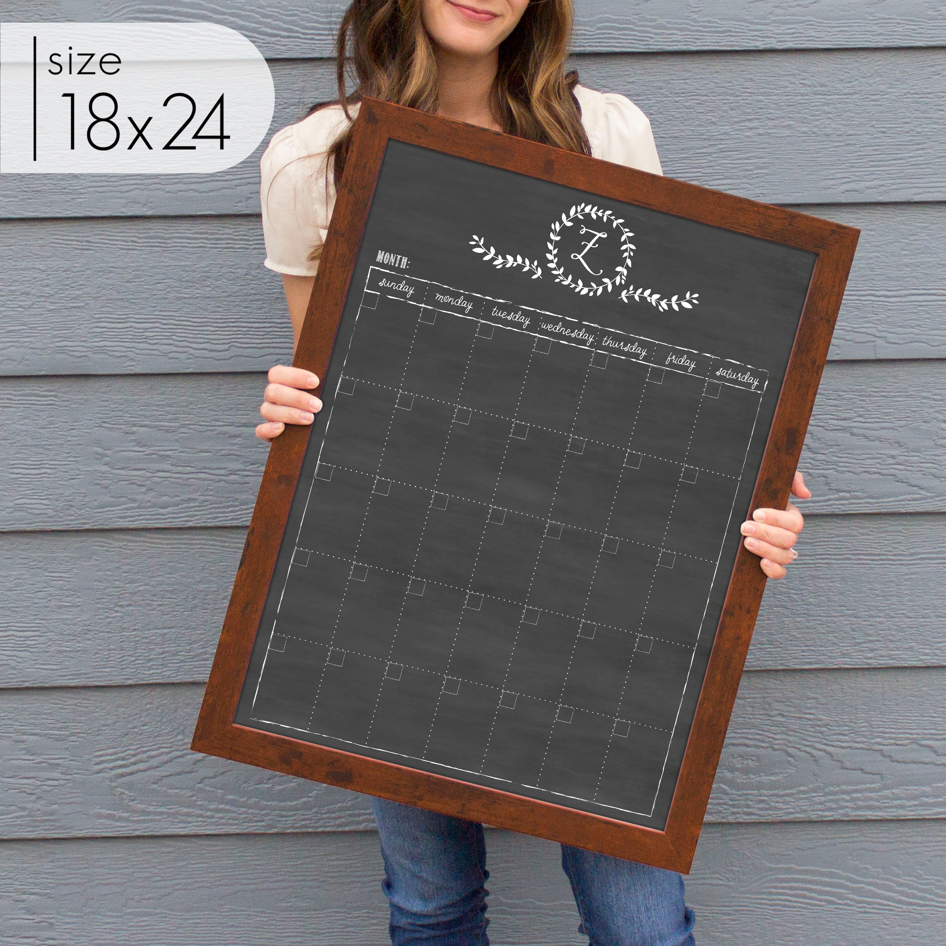 Monthly Framed Chalkboard Calendar | Vertical Donna