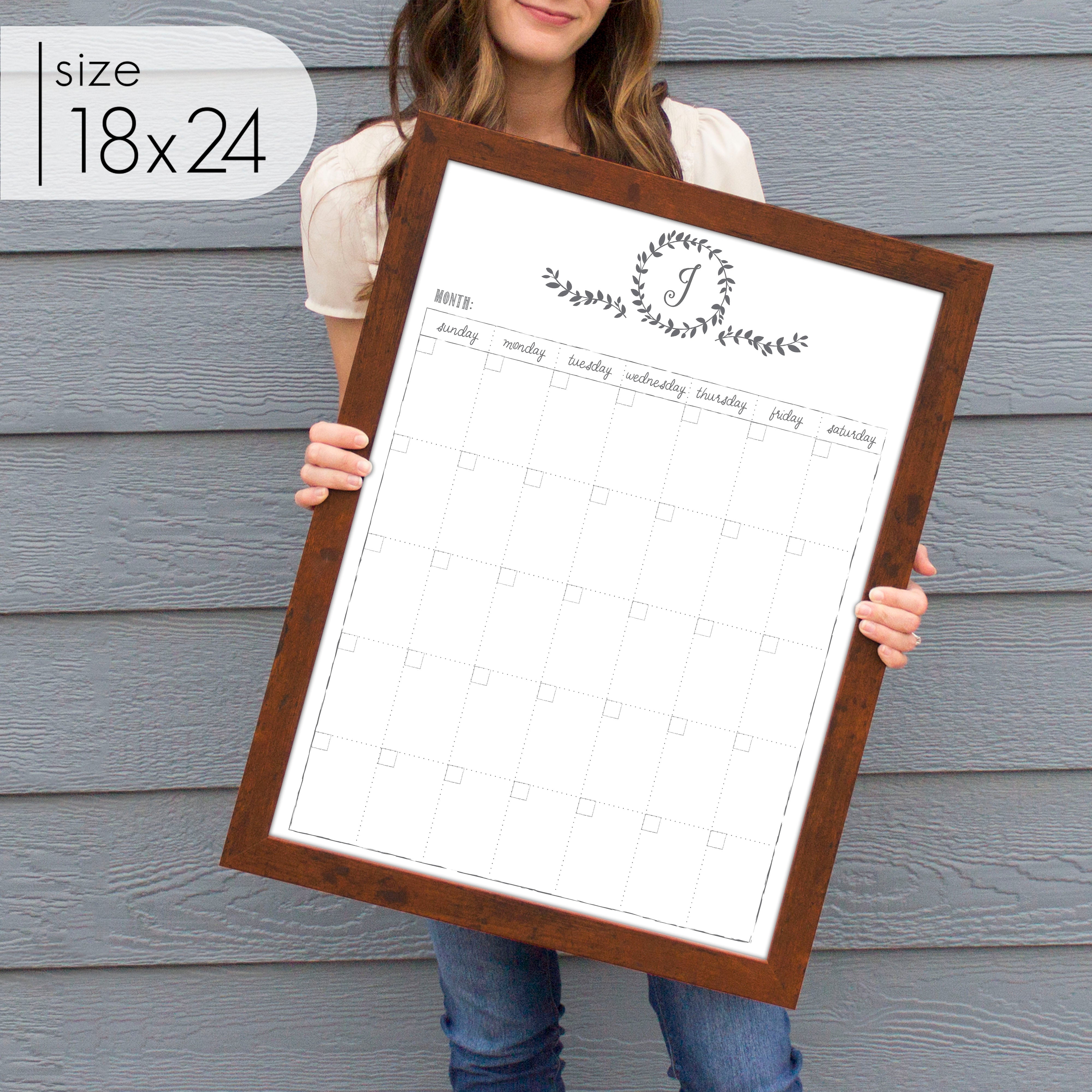 Monthly Framed Whiteboard Calendar | Vertical Donna