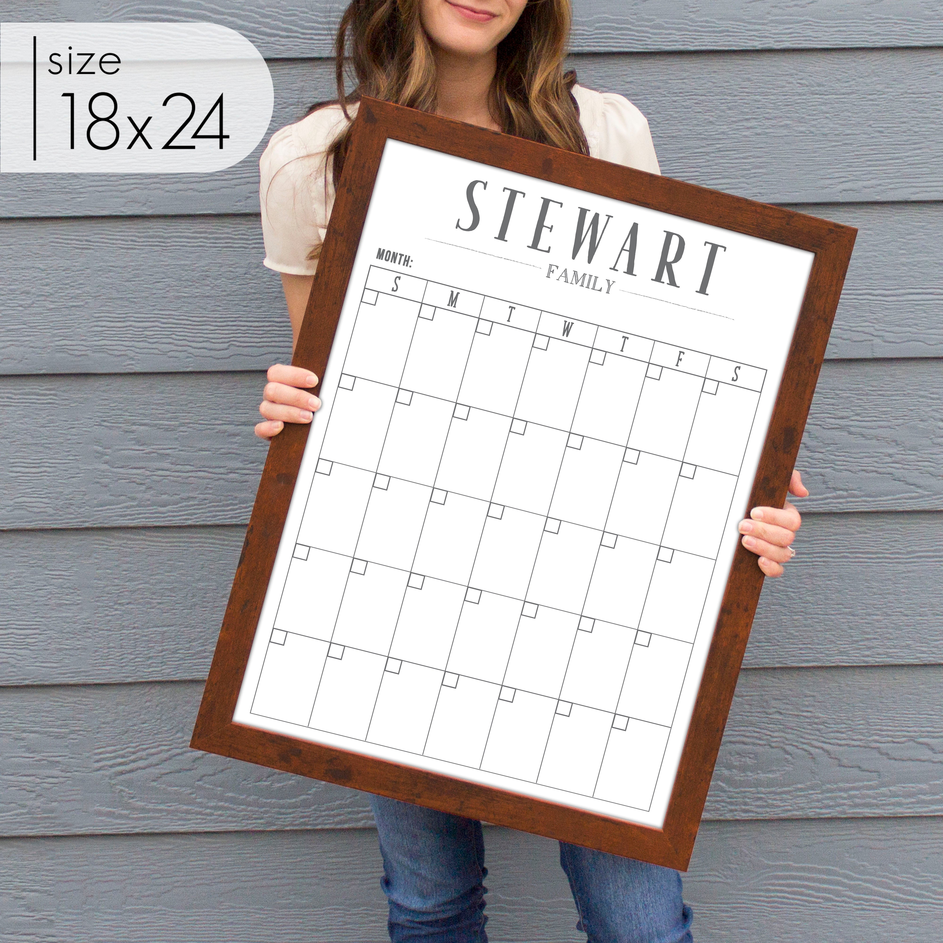 Monthly Framed Whiteboard Calendar | Vertical Swanson