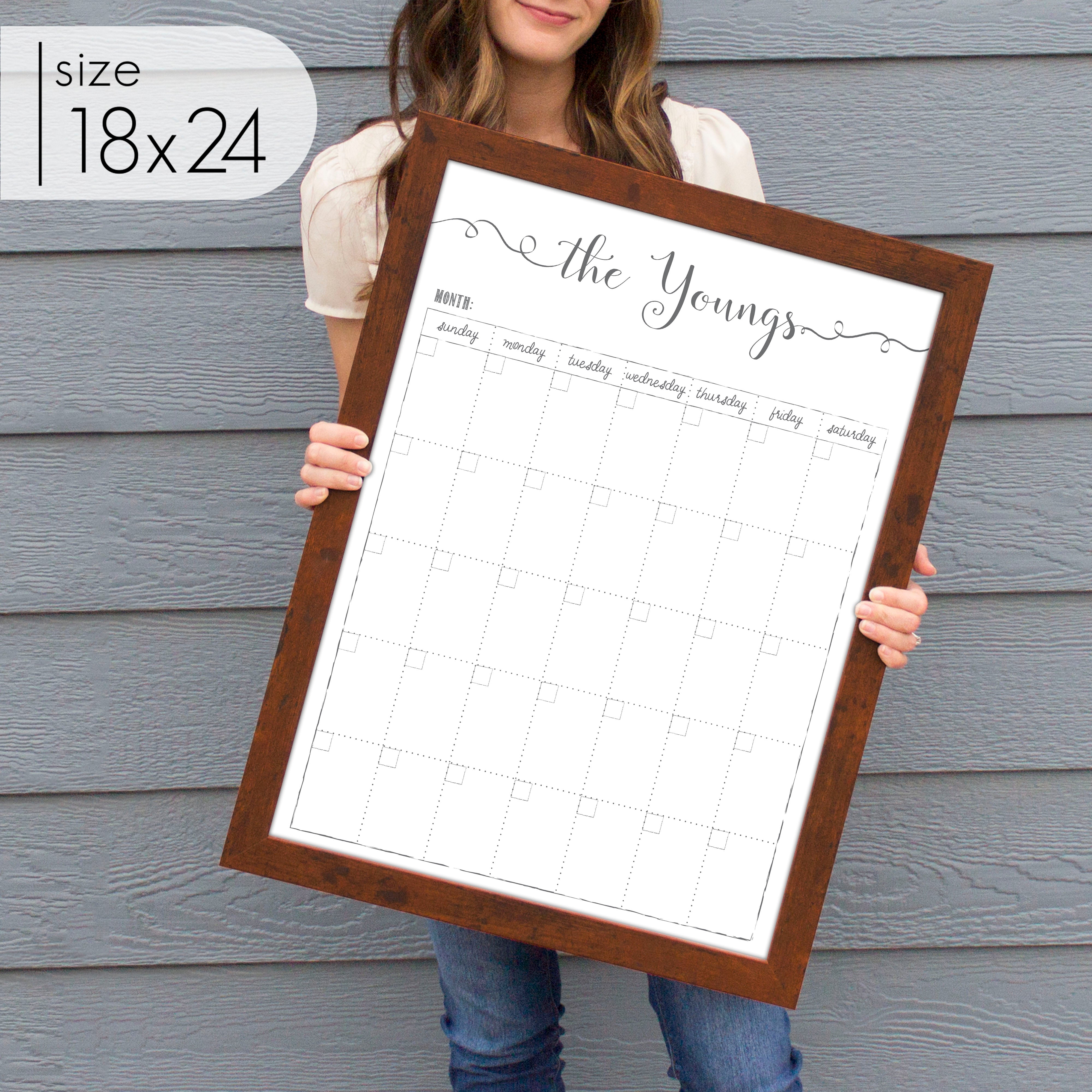 Monthly Framed Whiteboard Calendar | Vertical Knope