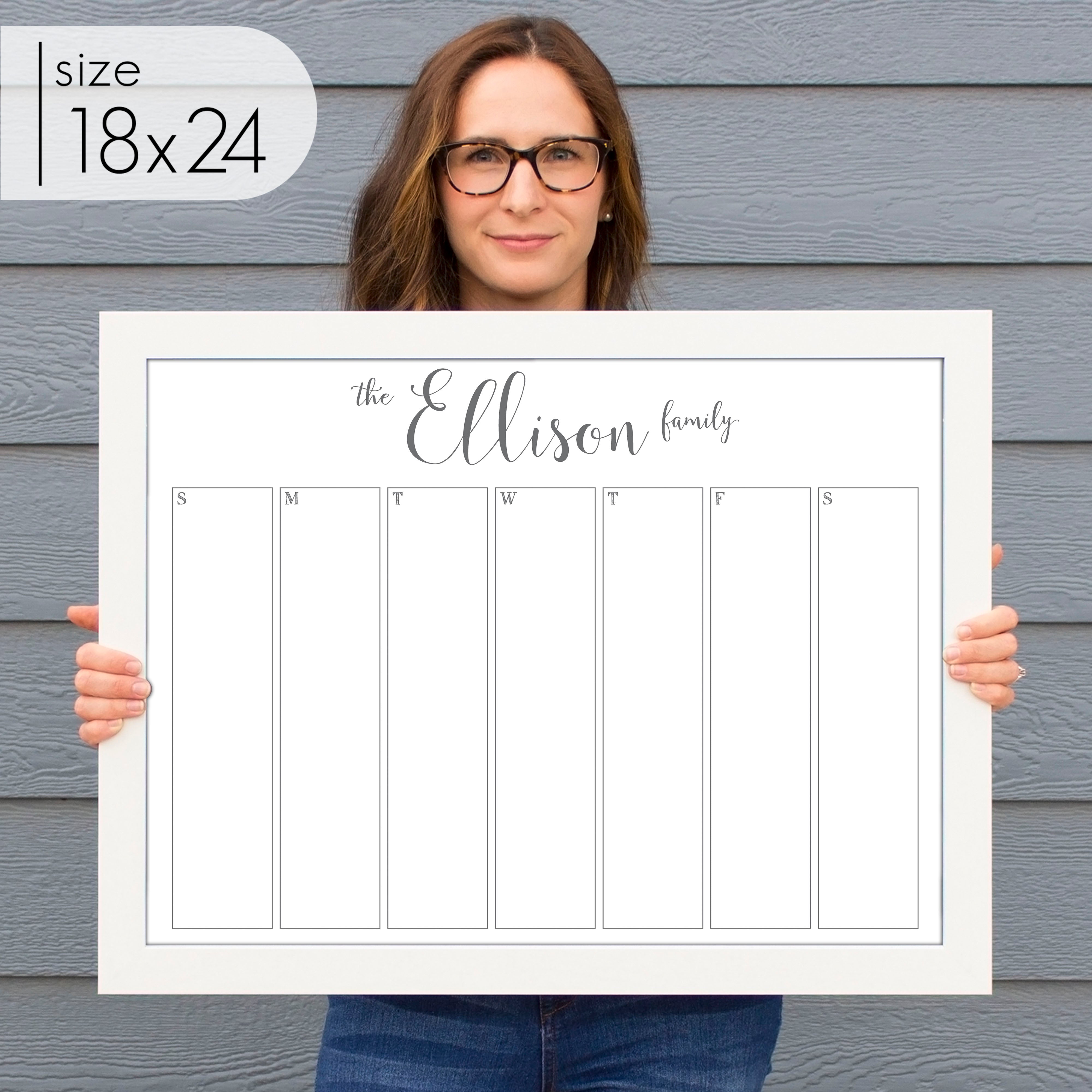 Weekly Framed Whiteboard Calendar | Horizontal Knope