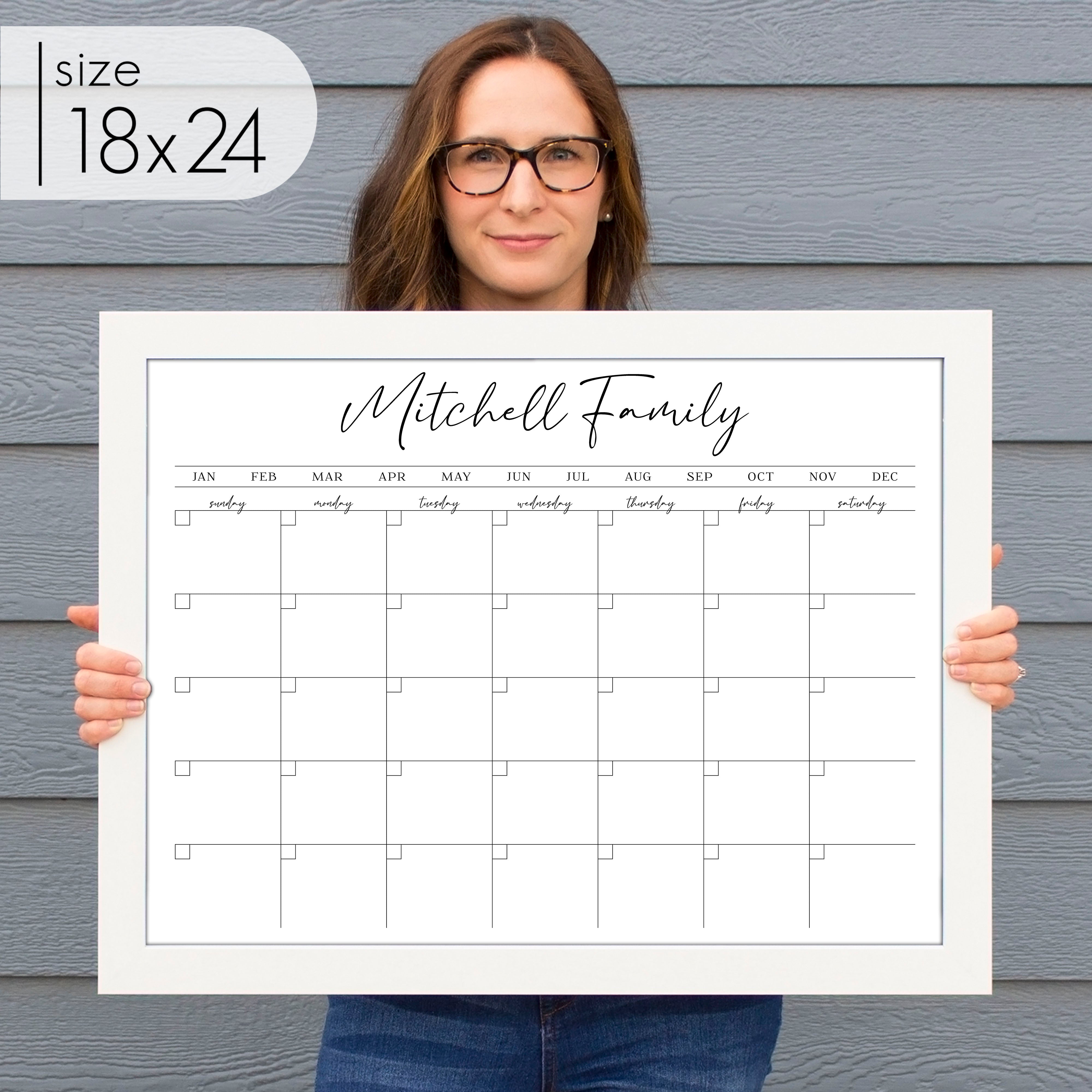 Monthly Framed Whiteboard Calendar | Horizontal Pennington