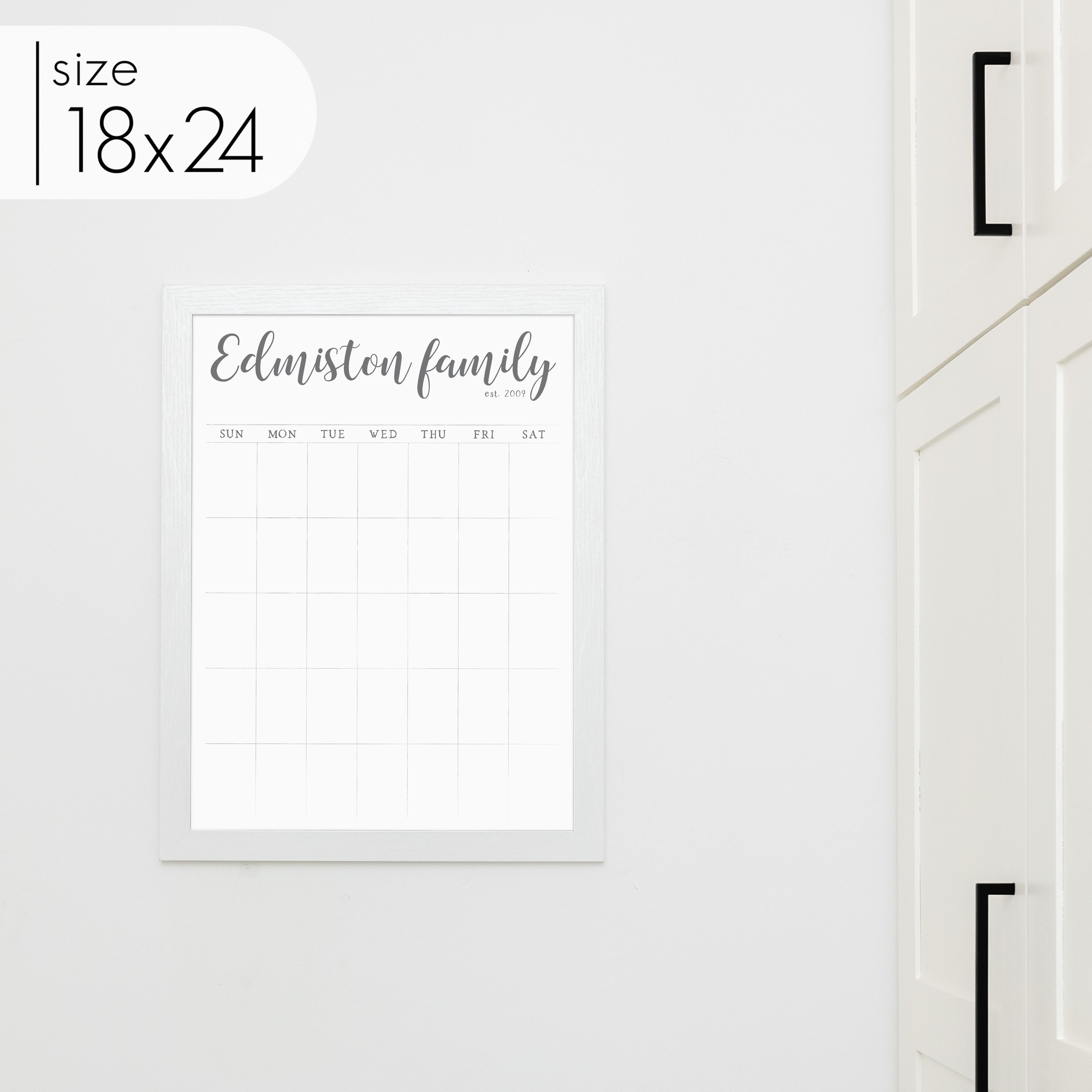 Monthly Framed Whiteboard Calendar | Vertical Perkins