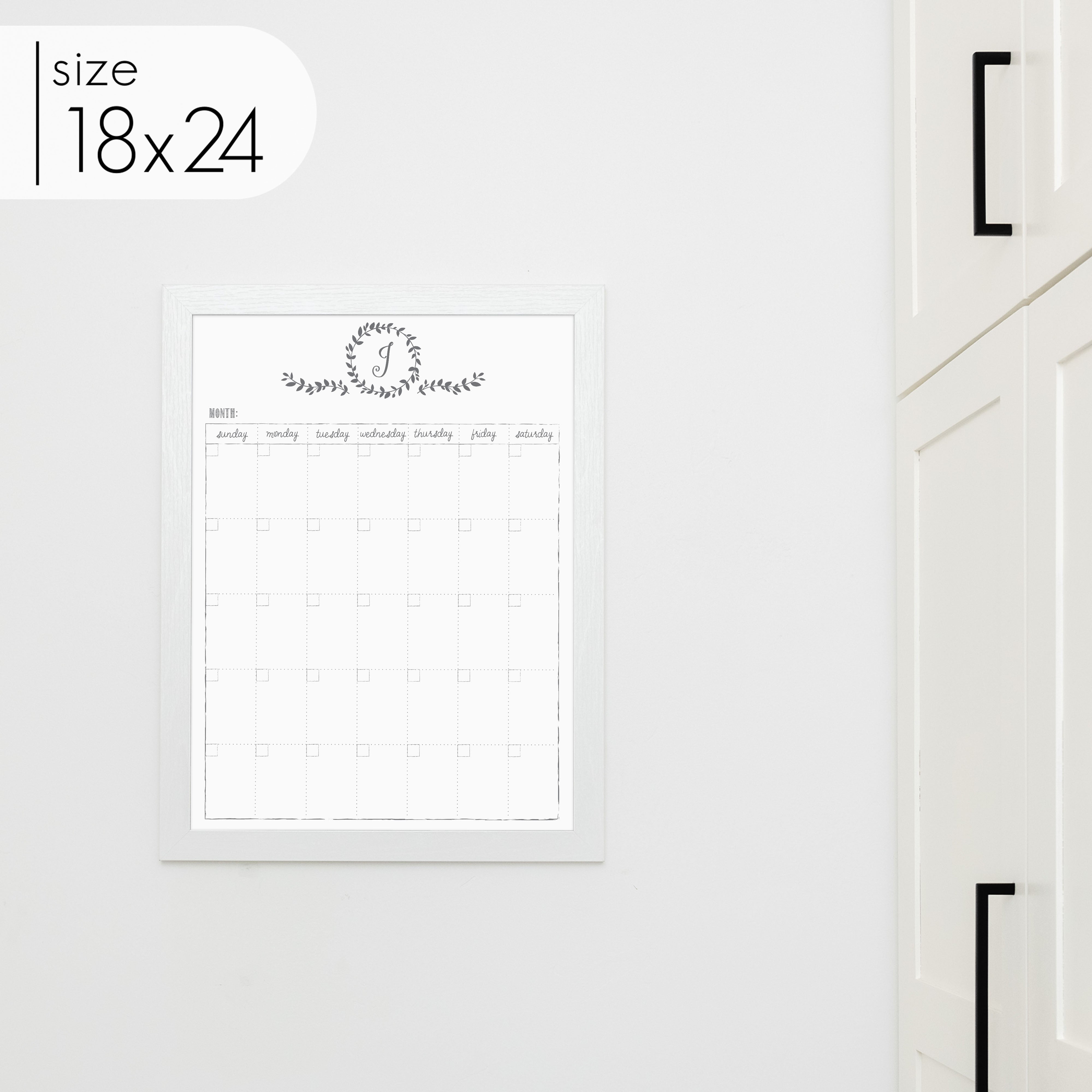 Monthly Framed Whiteboard Calendar | Vertical Donna