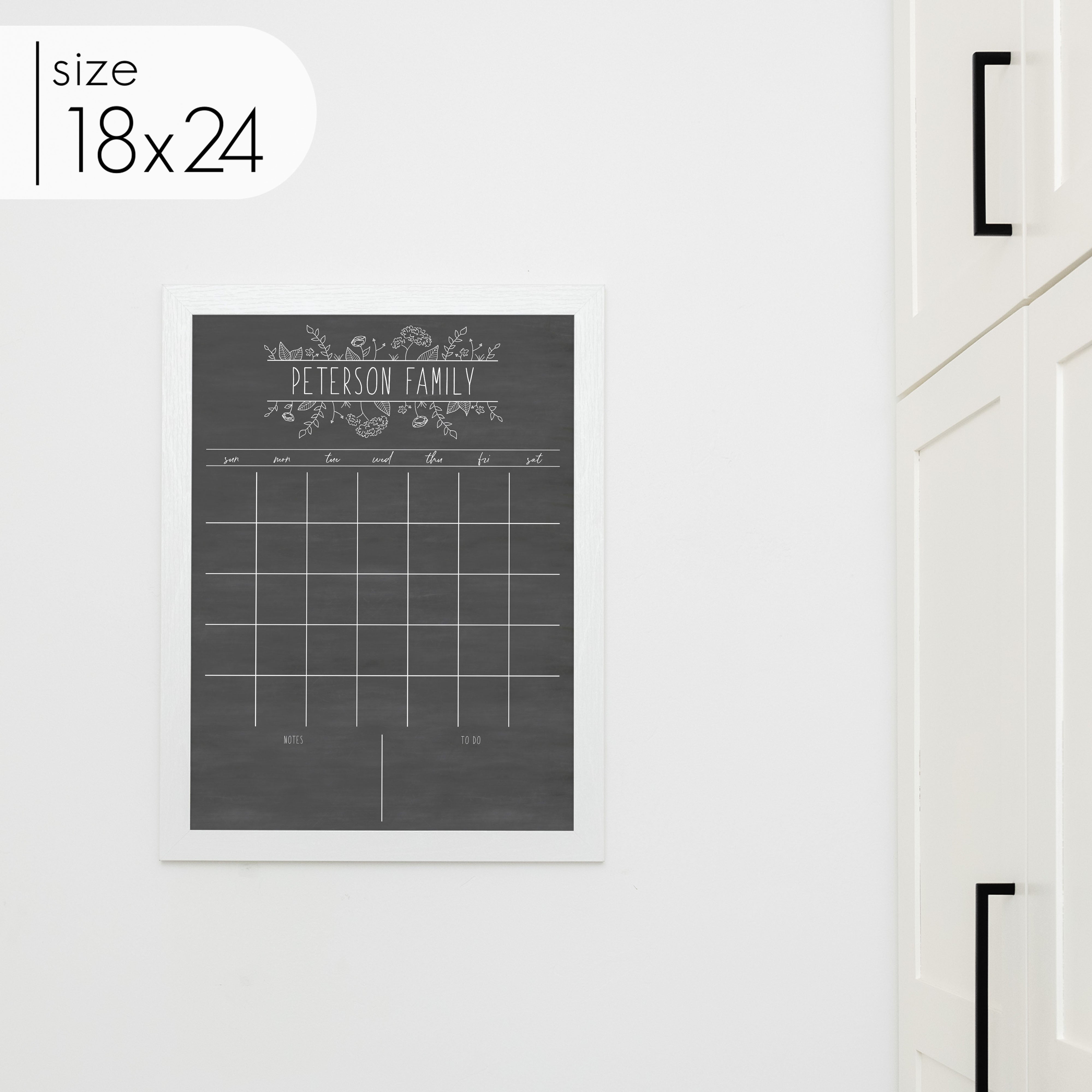 Monthly Framed Chalkboard Calendar + 2 sections | Vertical Lucy