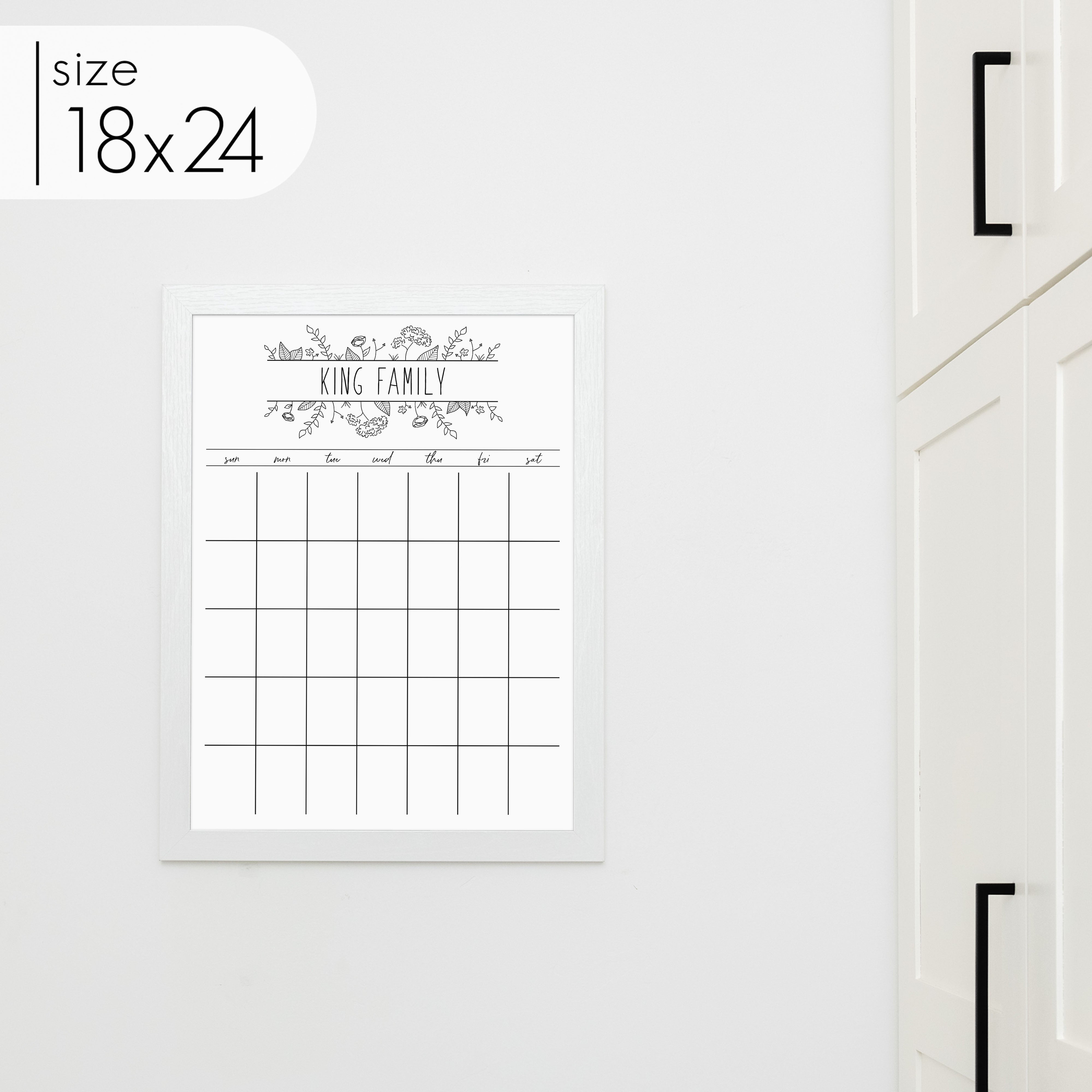 Monthly Framed Whiteboard Calendar | Vertical Lucy