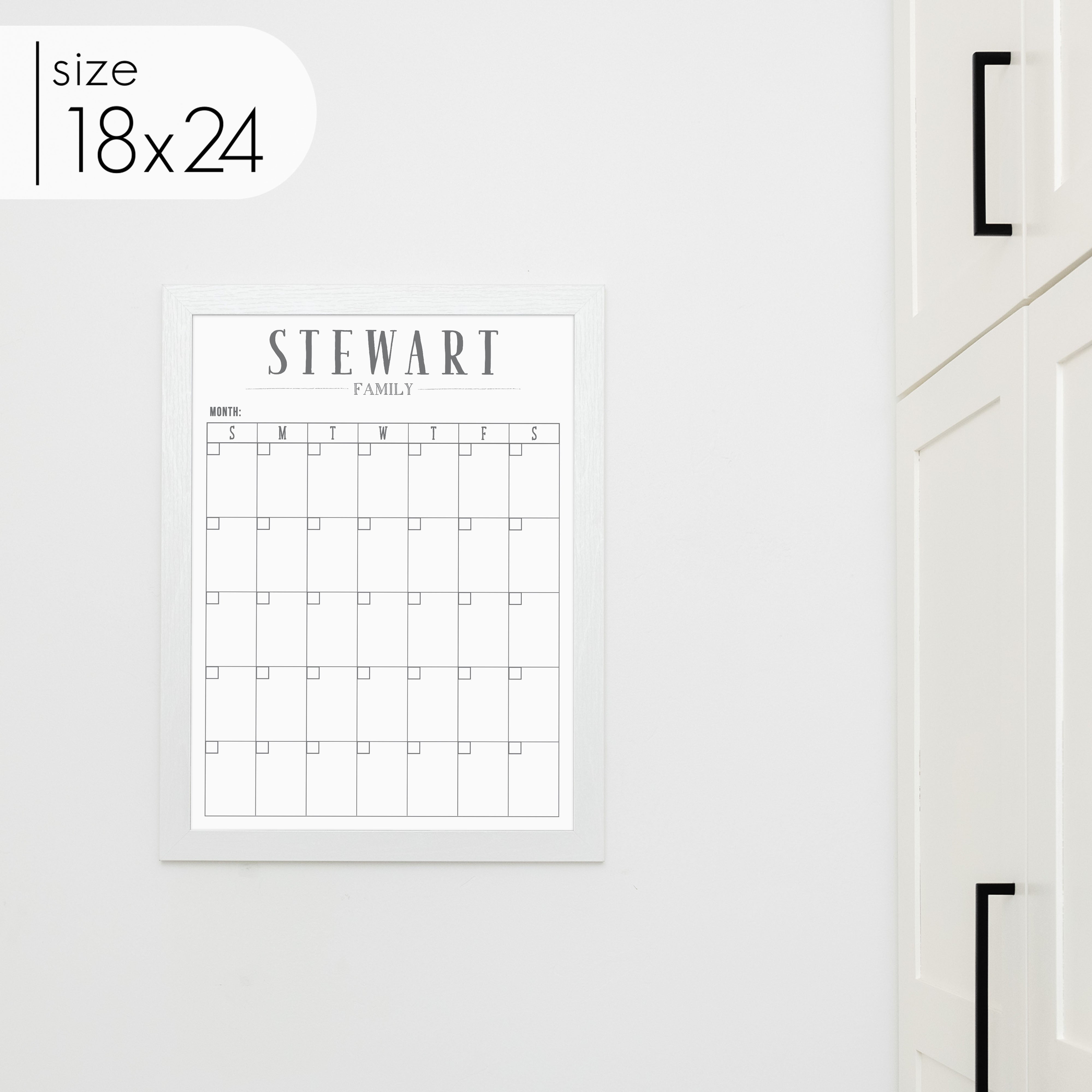 Monthly Framed Whiteboard Calendar | Vertical Swanson