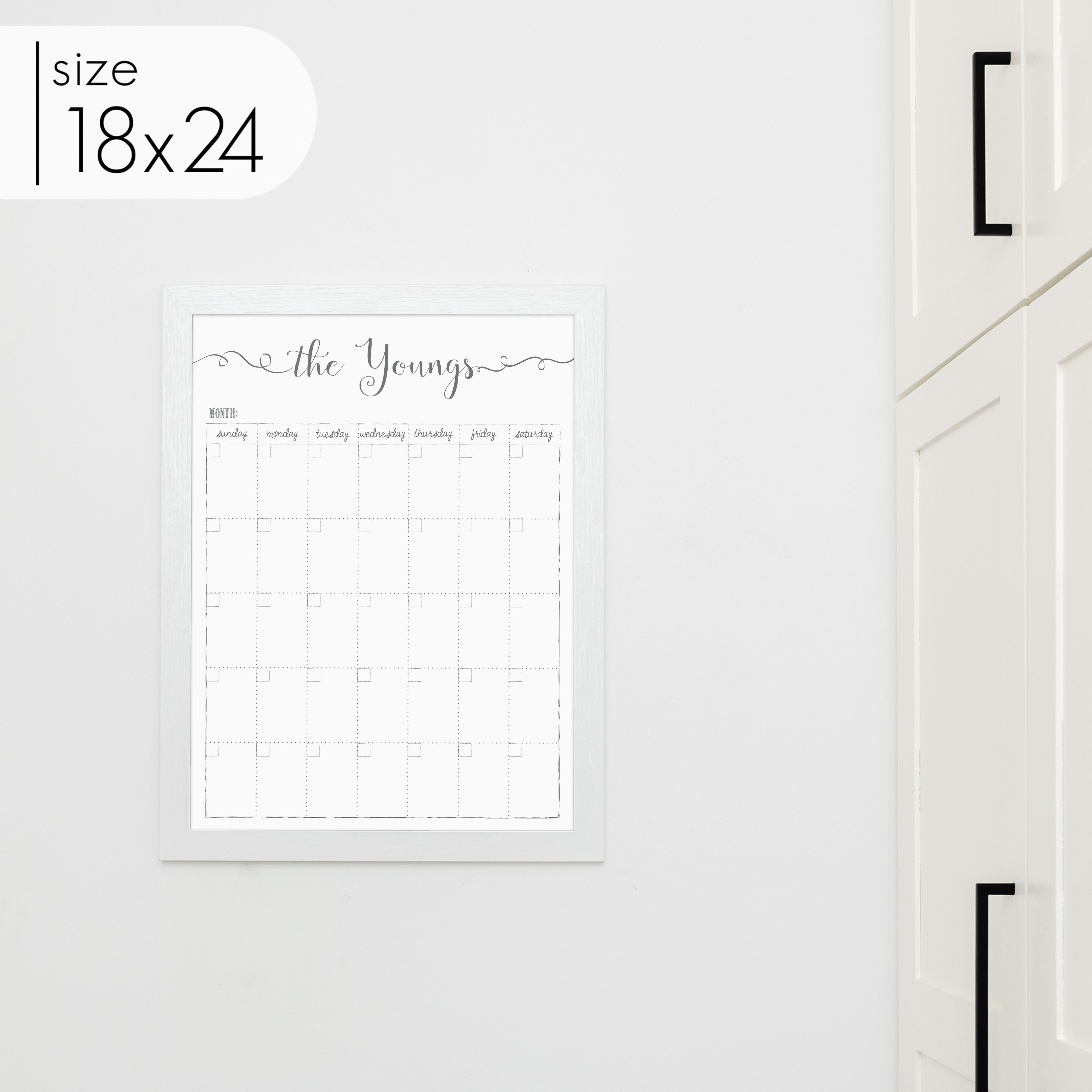 Monthly Framed Whiteboard Calendar | Vertical Knope