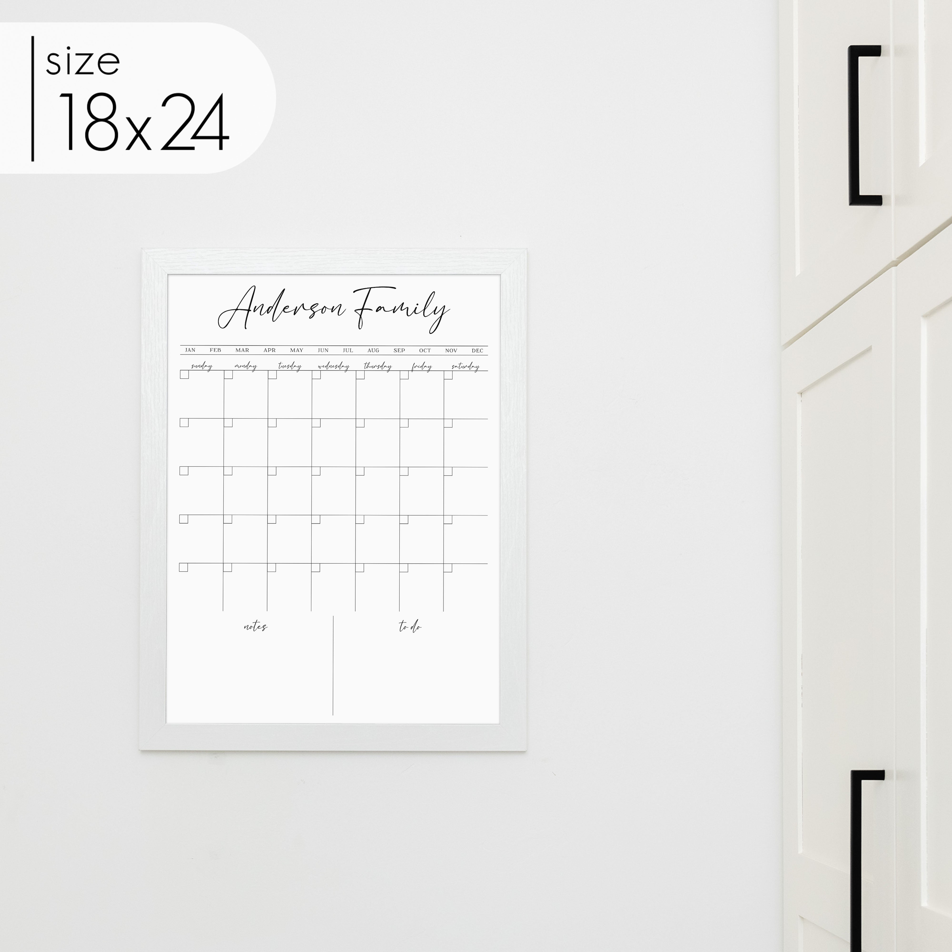 Monthly Framed Whiteboard Calendar + 2 sections | Vertical Pennington