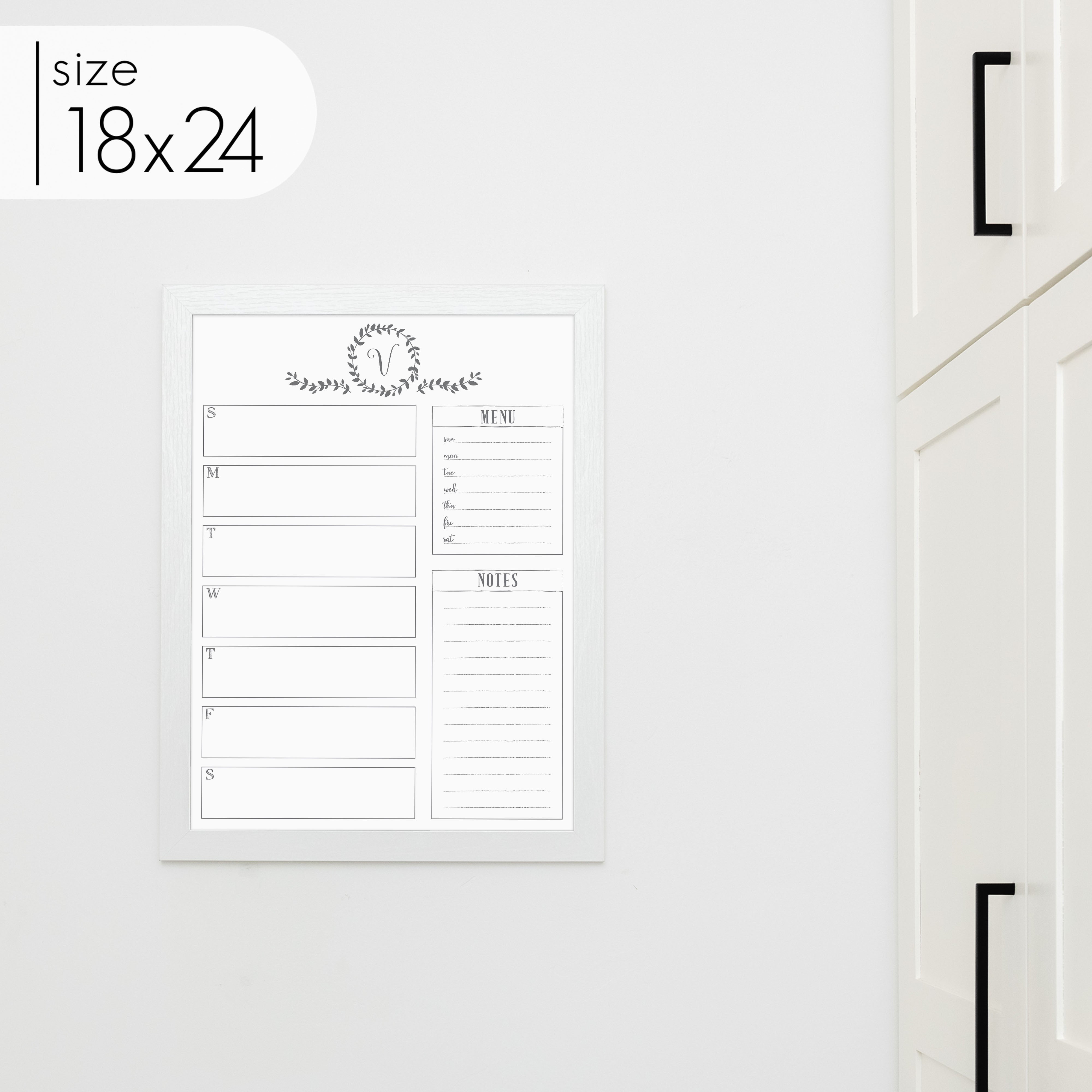 Weekly Framed Whiteboard Calendar + 2 sections | Vertical Donna