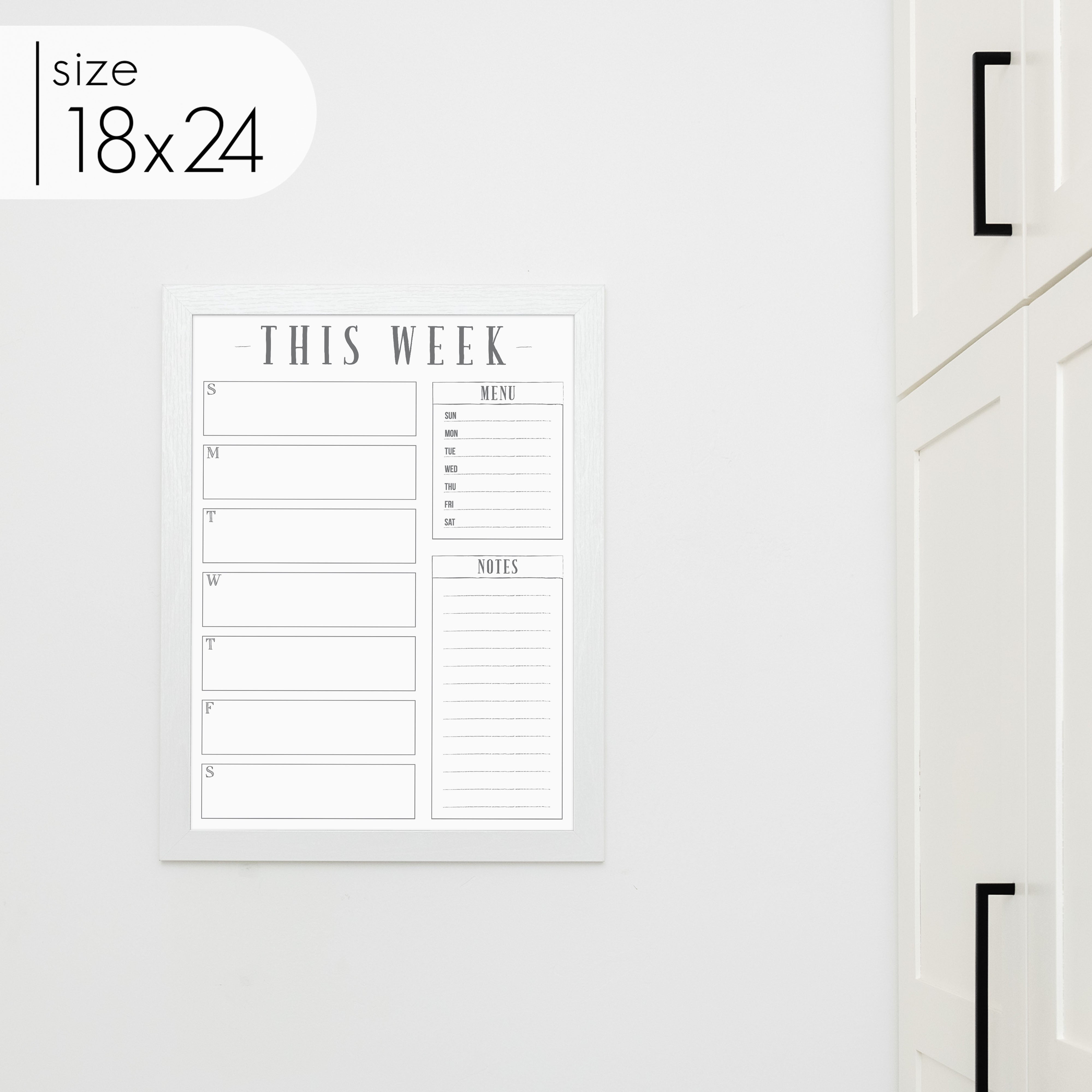 Weekly Framed Whiteboard Calendar + 2 sections | Vertical Swanson