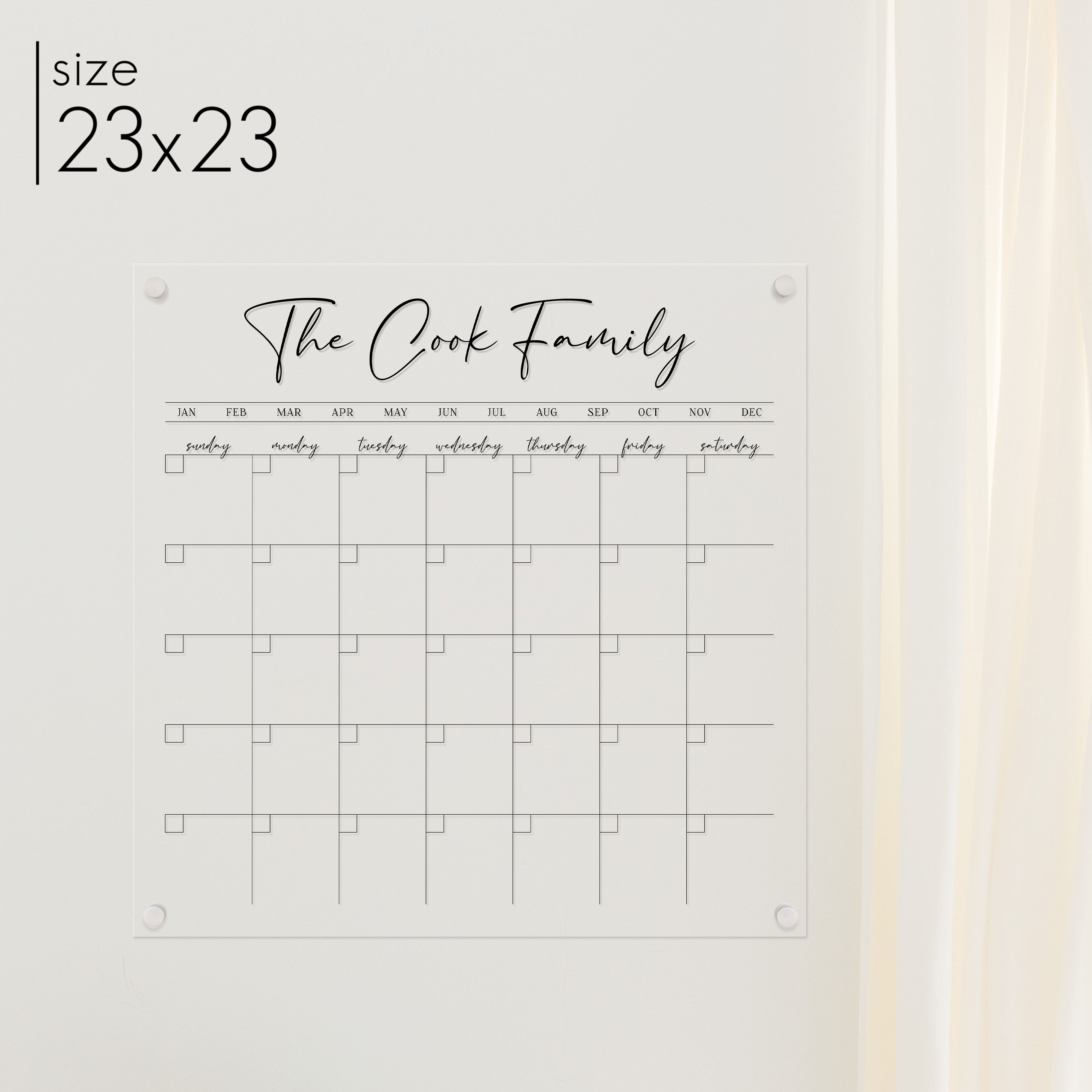 Monthly Square Acrylic Calendar | Square Pennington