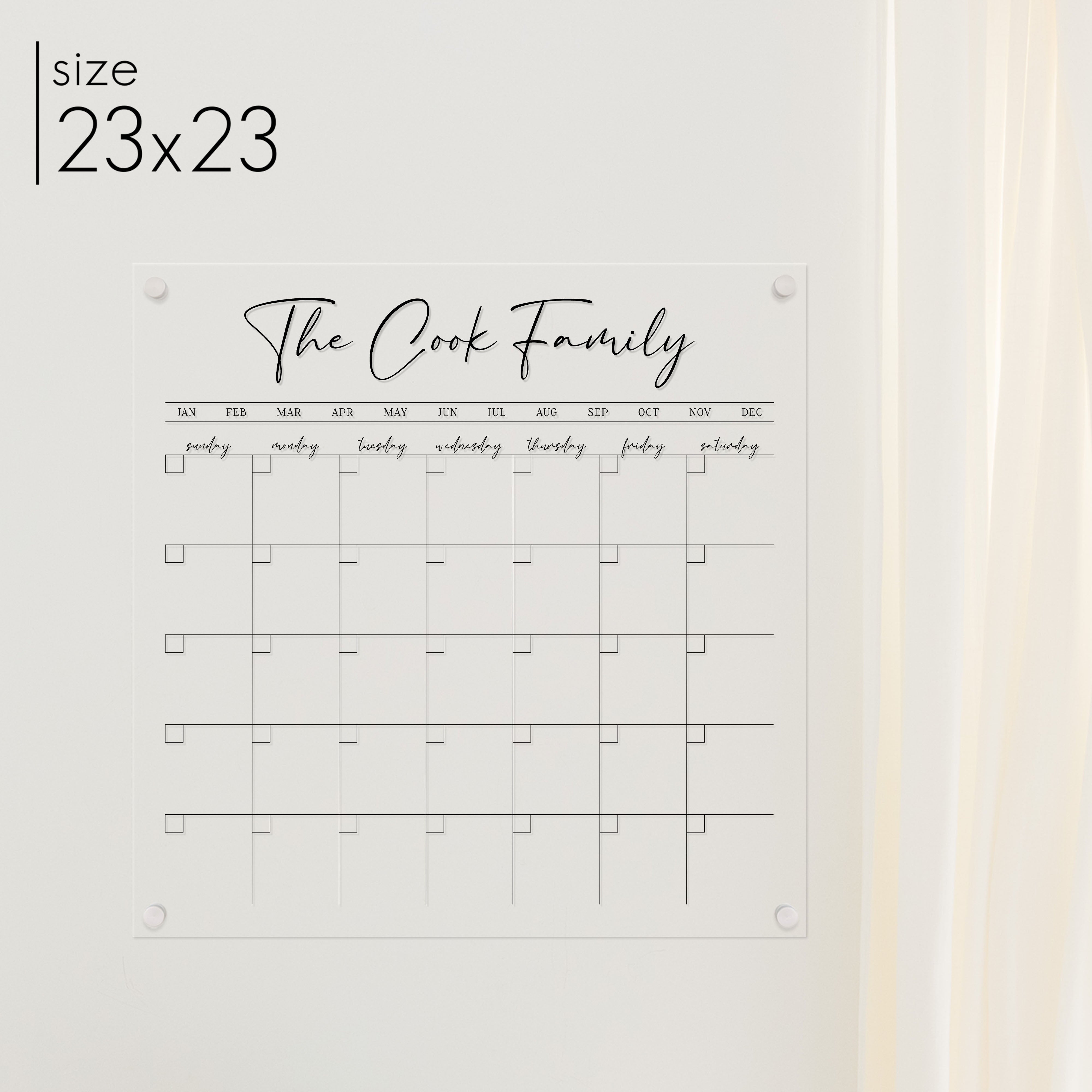 Monthly Acrylic Calendar | Horizontal Pennington