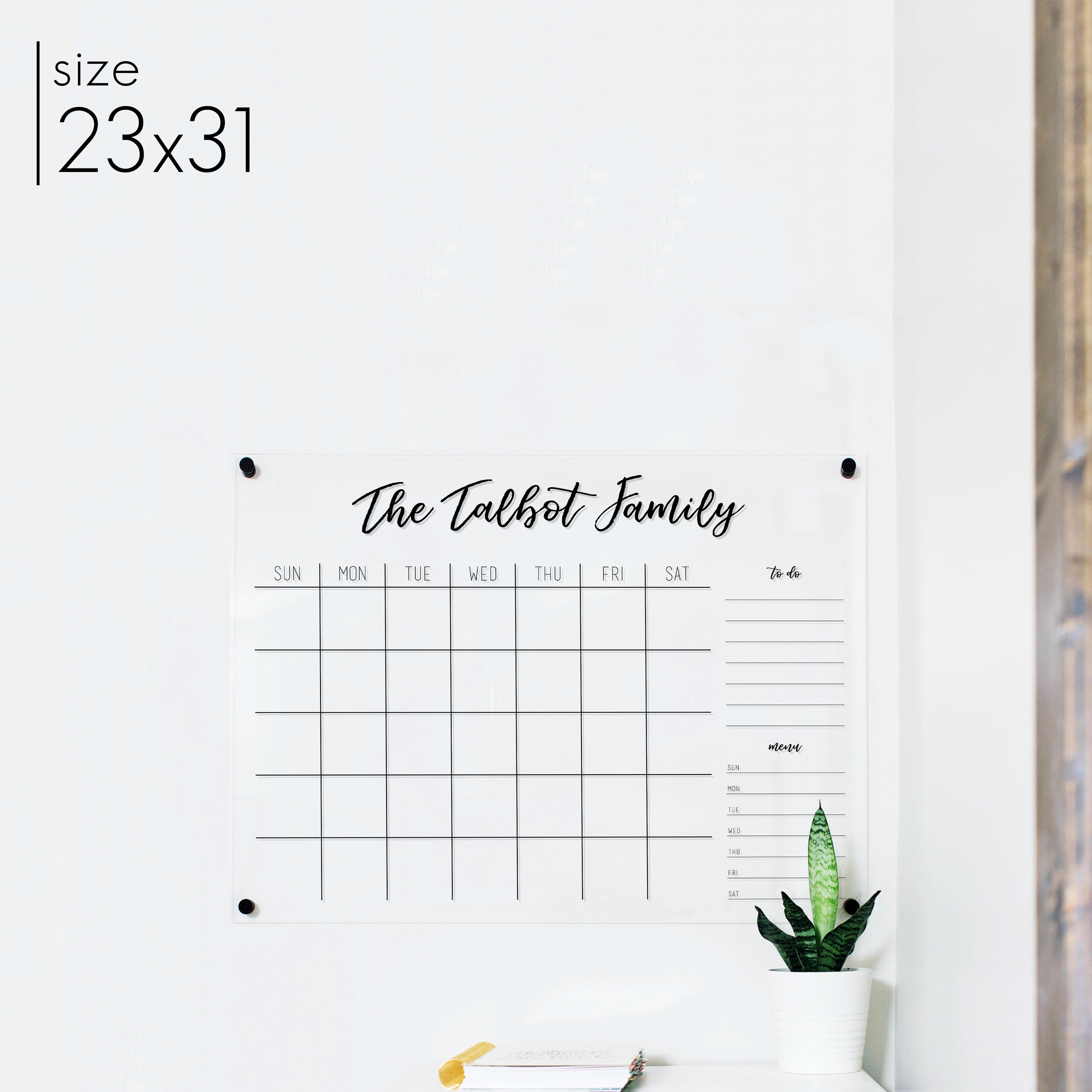 Monthly Acrylic Calendar + 2 Sections | Horizontal Traeger