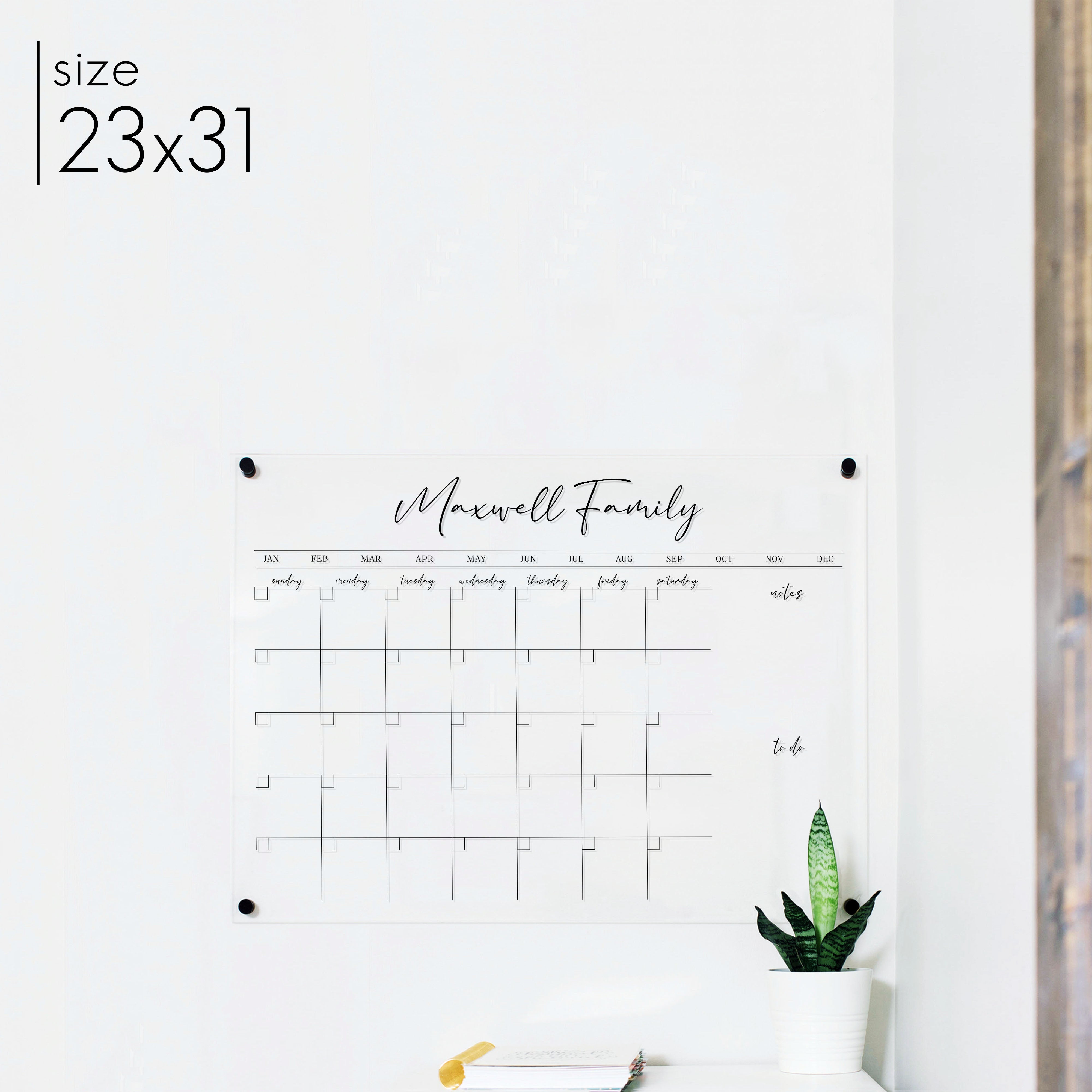 Monthly Acrylic Calendar + 2 Sections | Horizontal Pennington