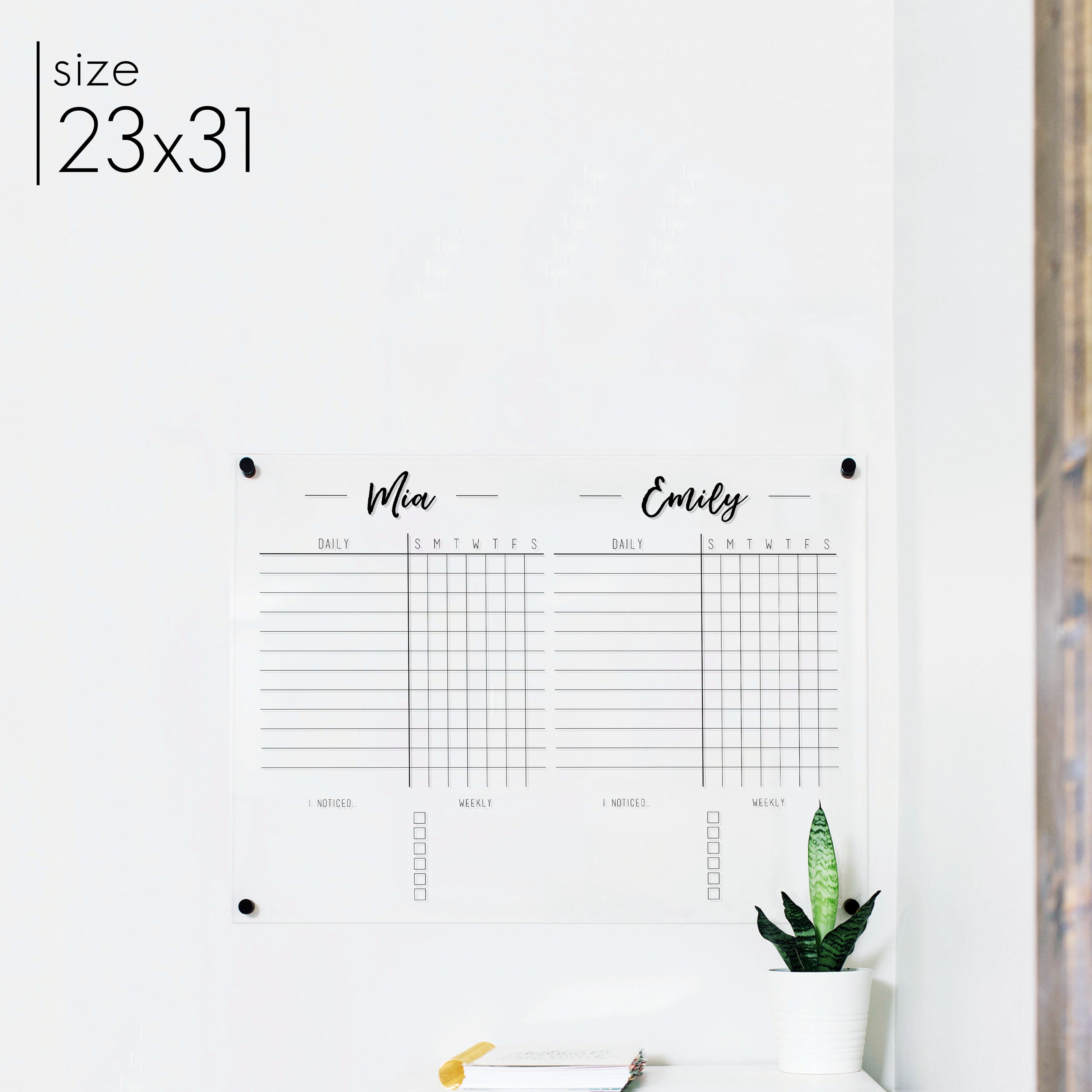 2 Person Acrylic Chore Chart | Horizontal Traeger