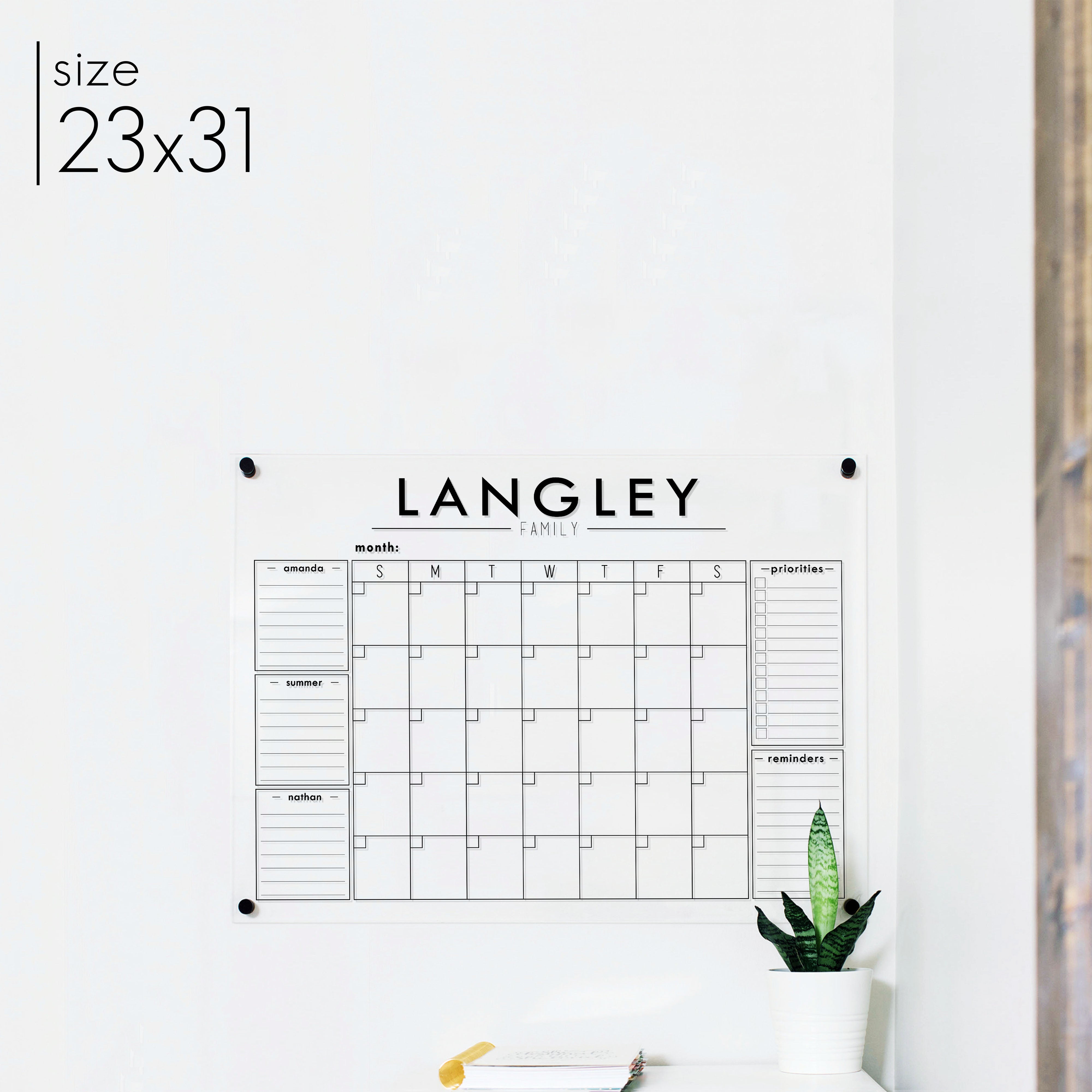 Weekly Acrylic Calendar + 3 Sections | Horizontal Traeger