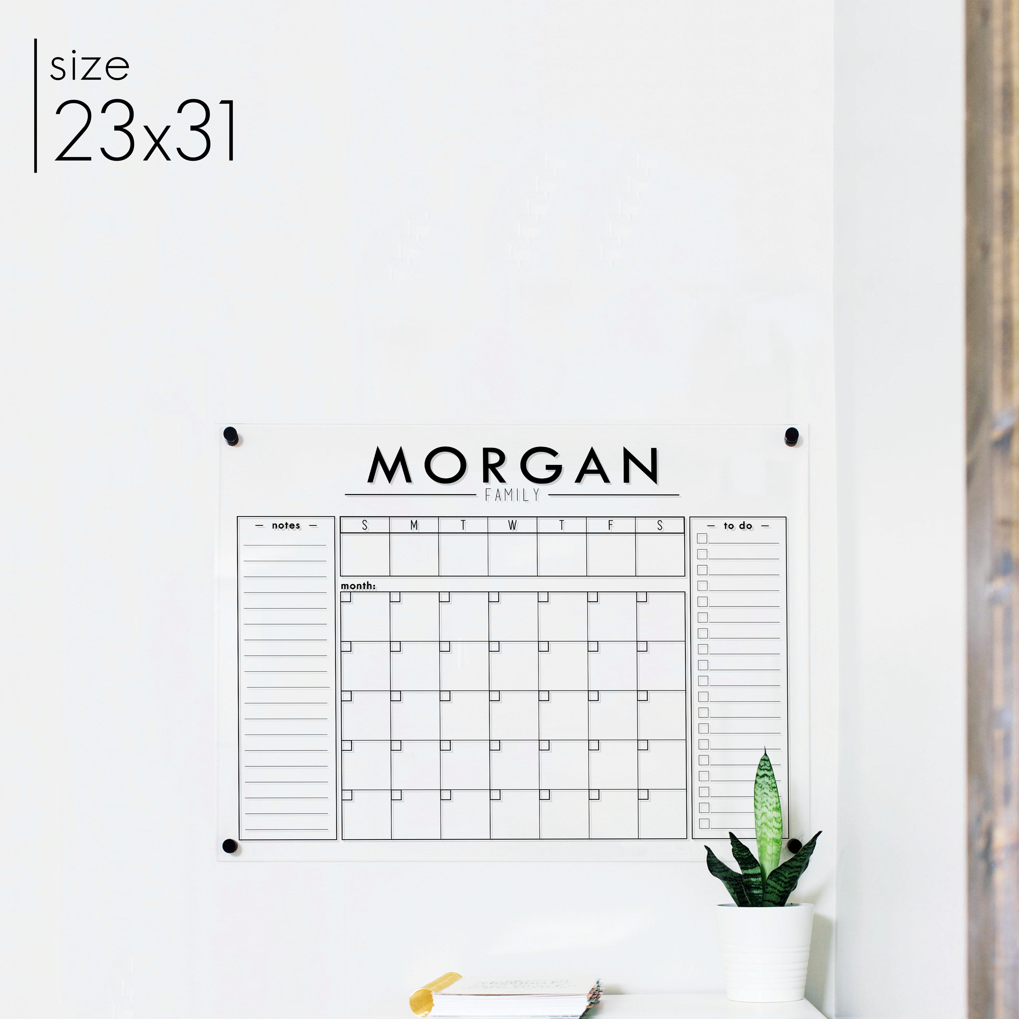 Week & Month Acrylic Calendar + 2 Sections | Horizontal Craig