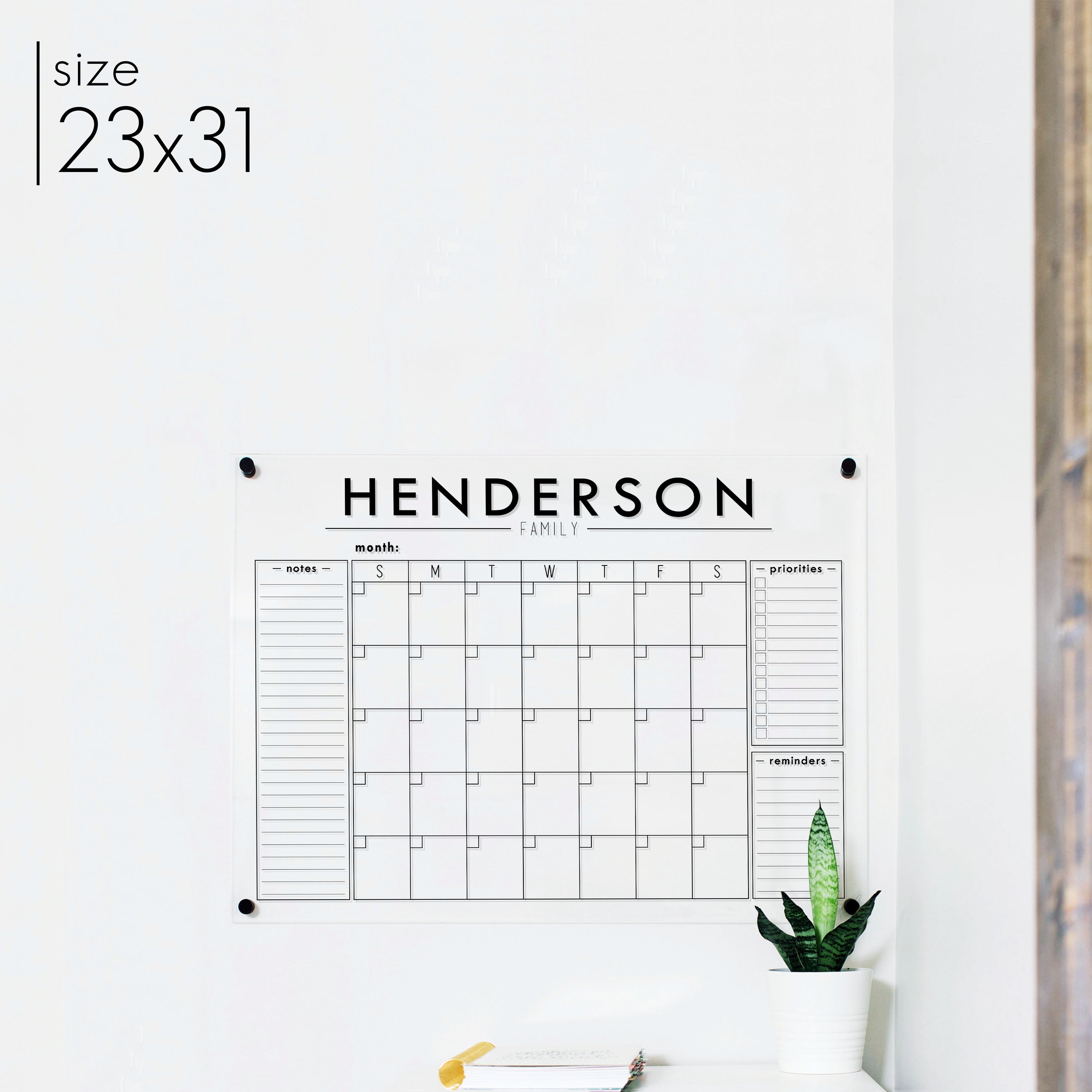 Monthly Acrylic Calendar + 3 Sections | Horizontal Craig