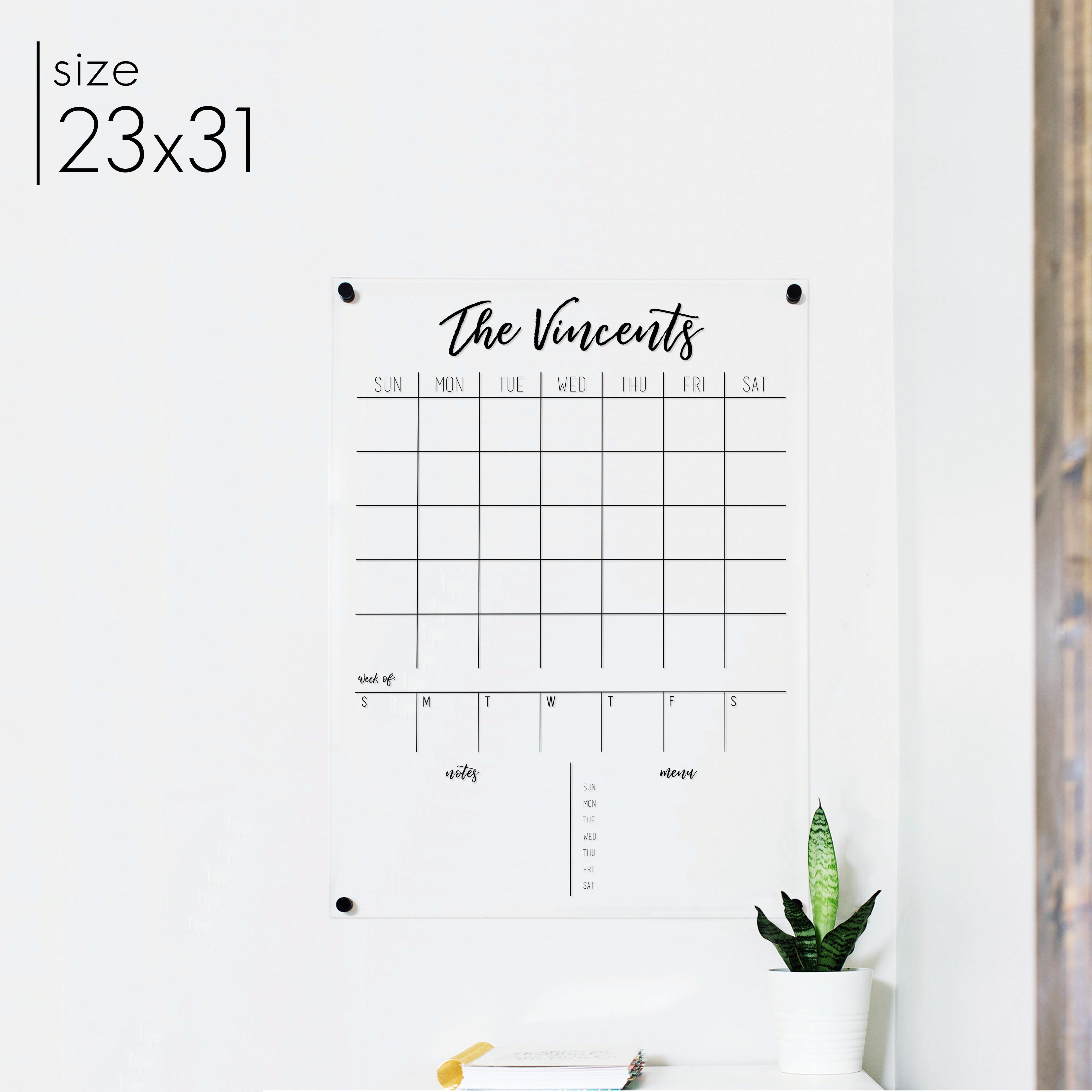 Week & Month Acrylic Calendar + 2 Sections | Vertical Traeger