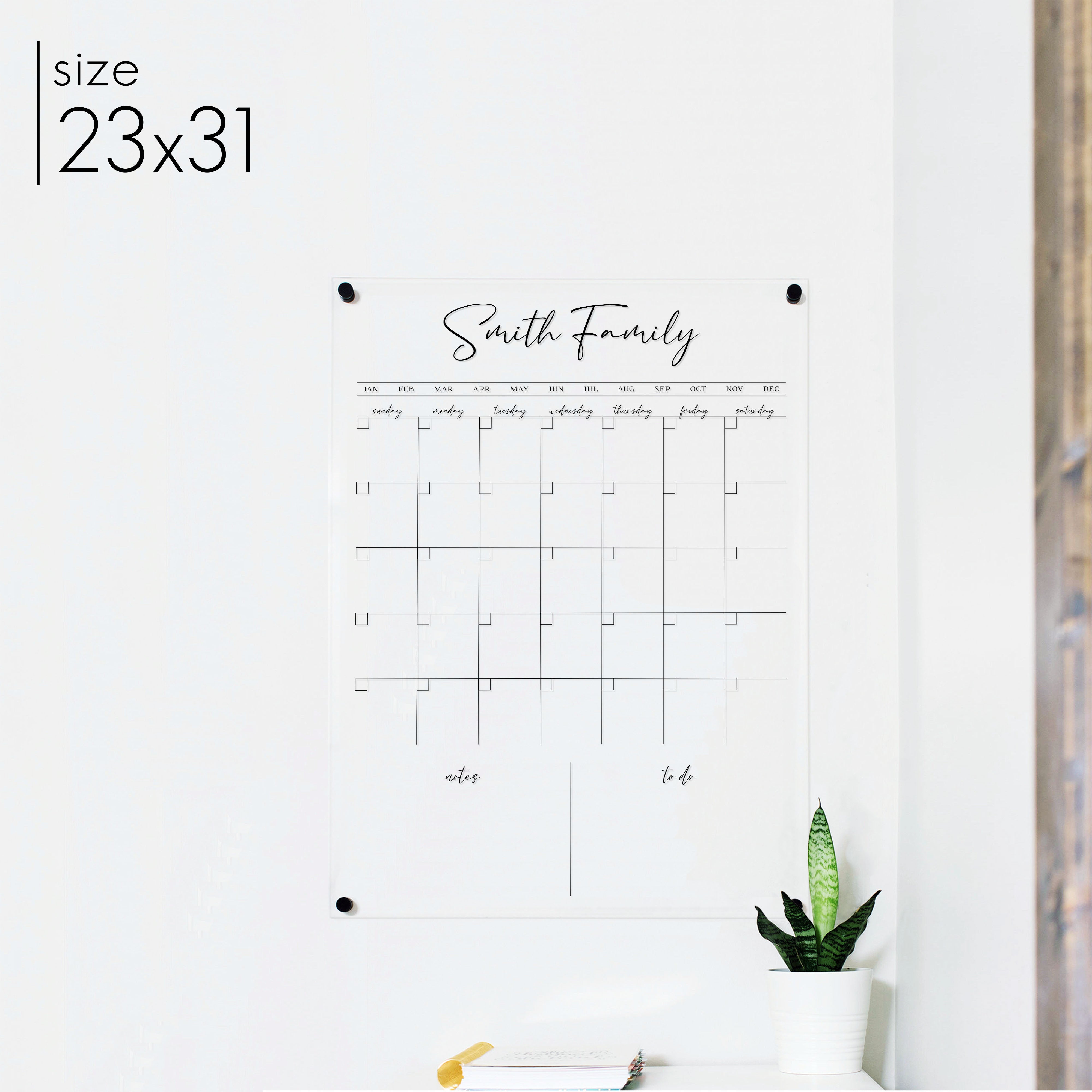 Monthly Acrylic Calendar + 2 Sections | Vertical Pennington