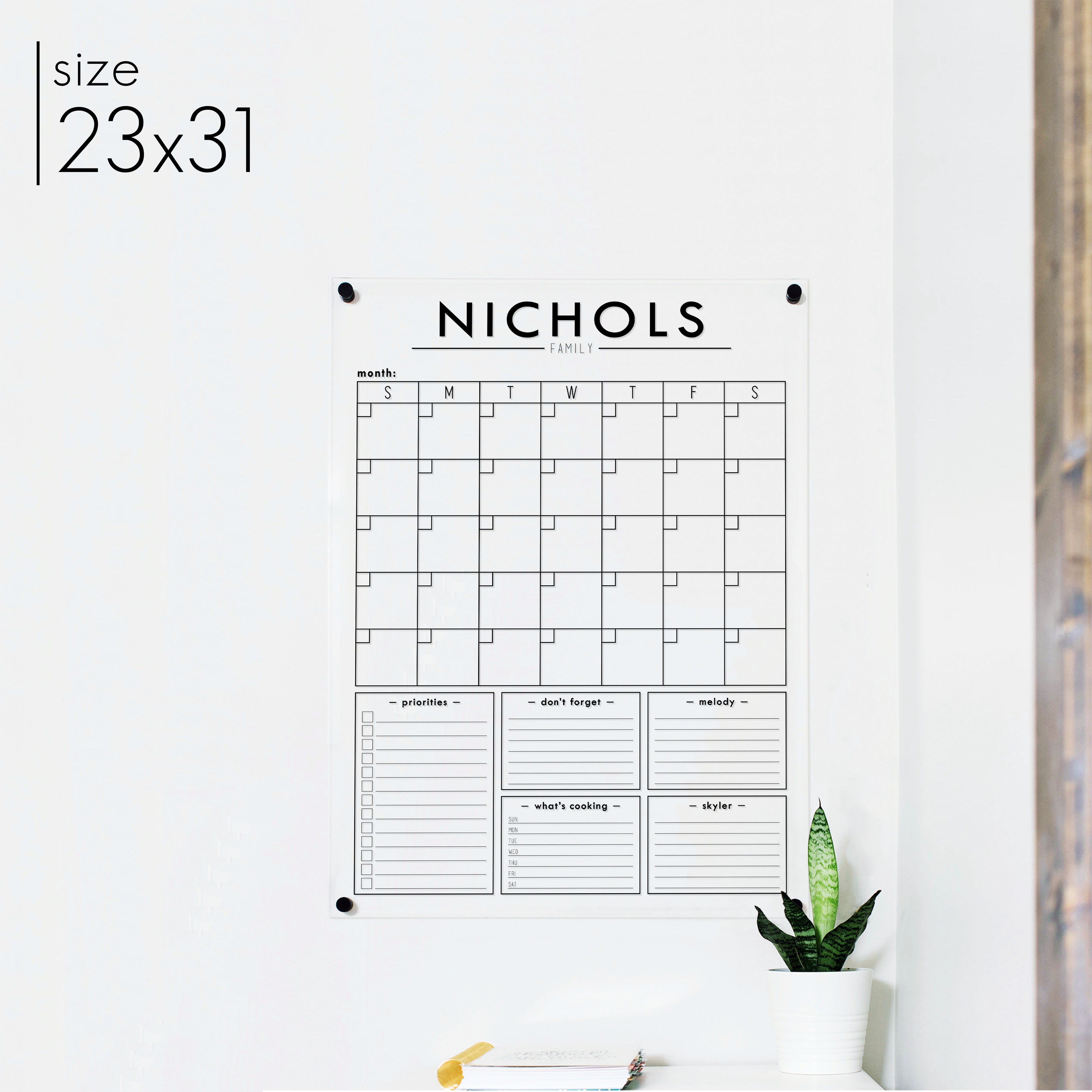Monthly Acrylic Calendar + 5 Sections | Vertical Craig