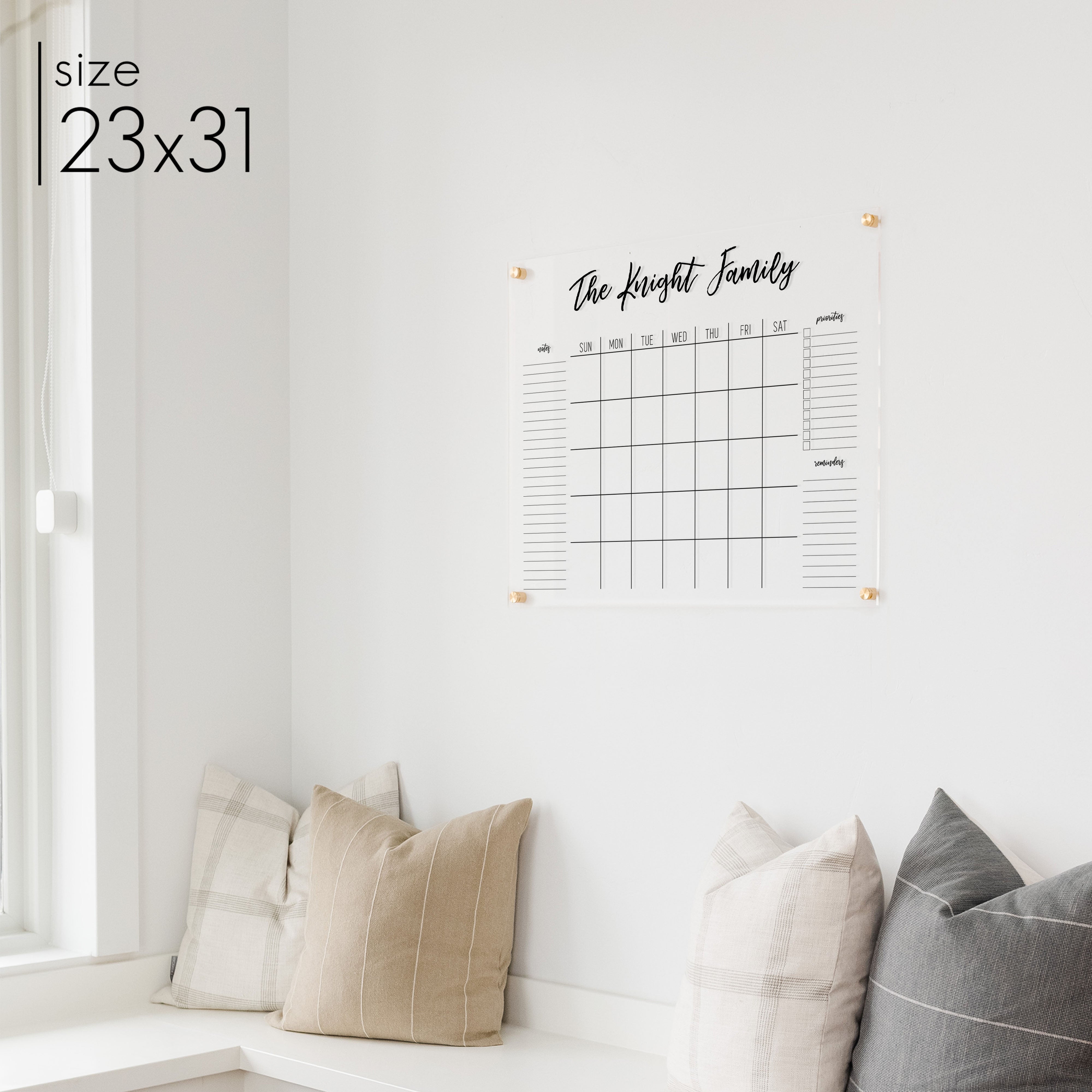 Monthly Acrylic Calendar + 3 Sections | Horizontal Traeger